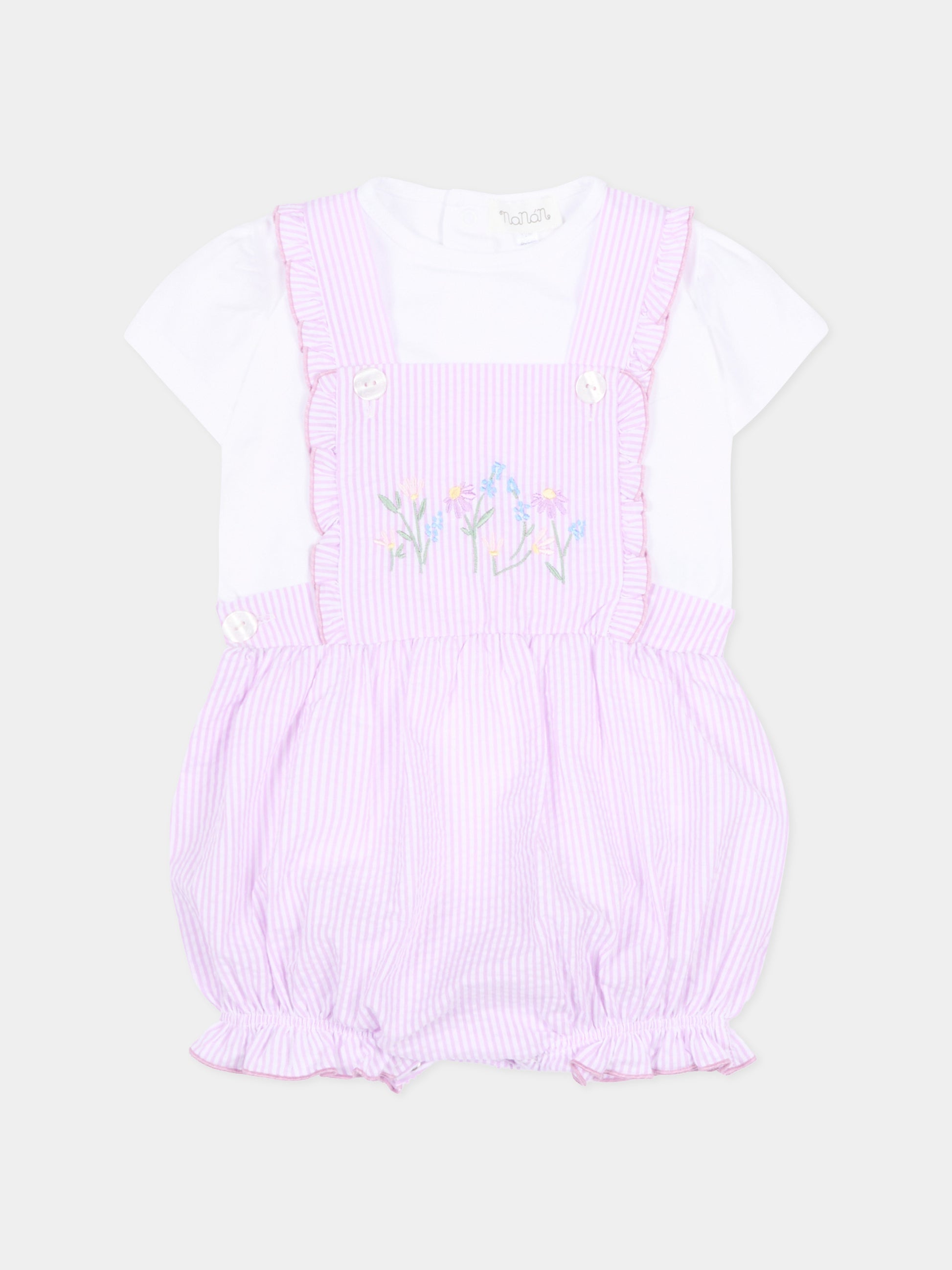 Pagliaccetto lilla a righe per neonata,Nanán,E26479L