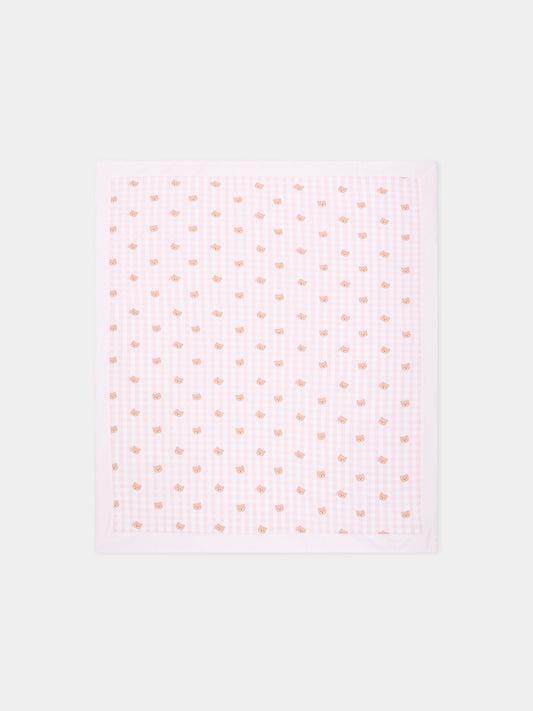 Coperta rosa per neonata con teddy bear,Nanán,E26022R