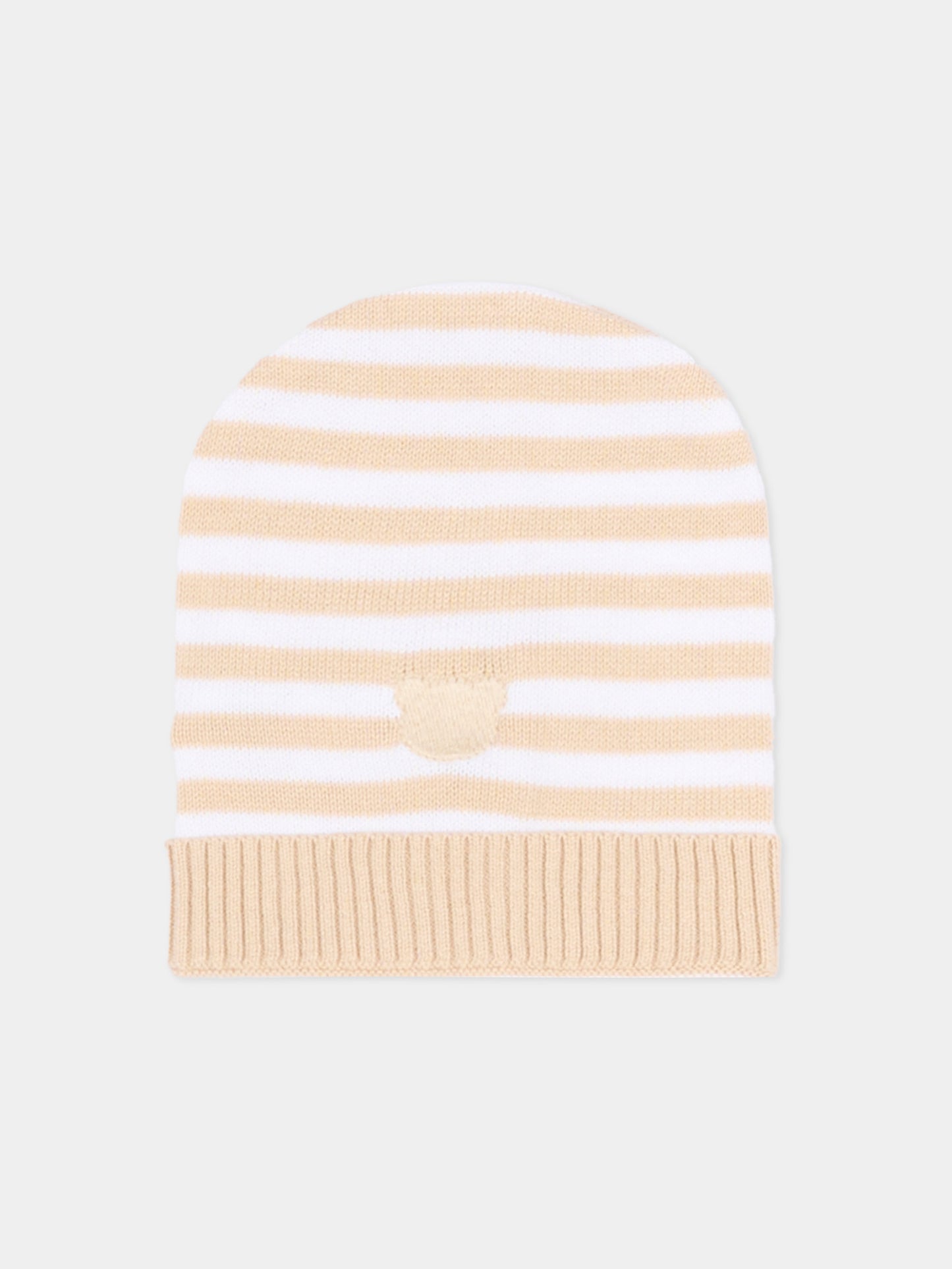 Cappello beige a righe per neonati,Nanán,E26006BE