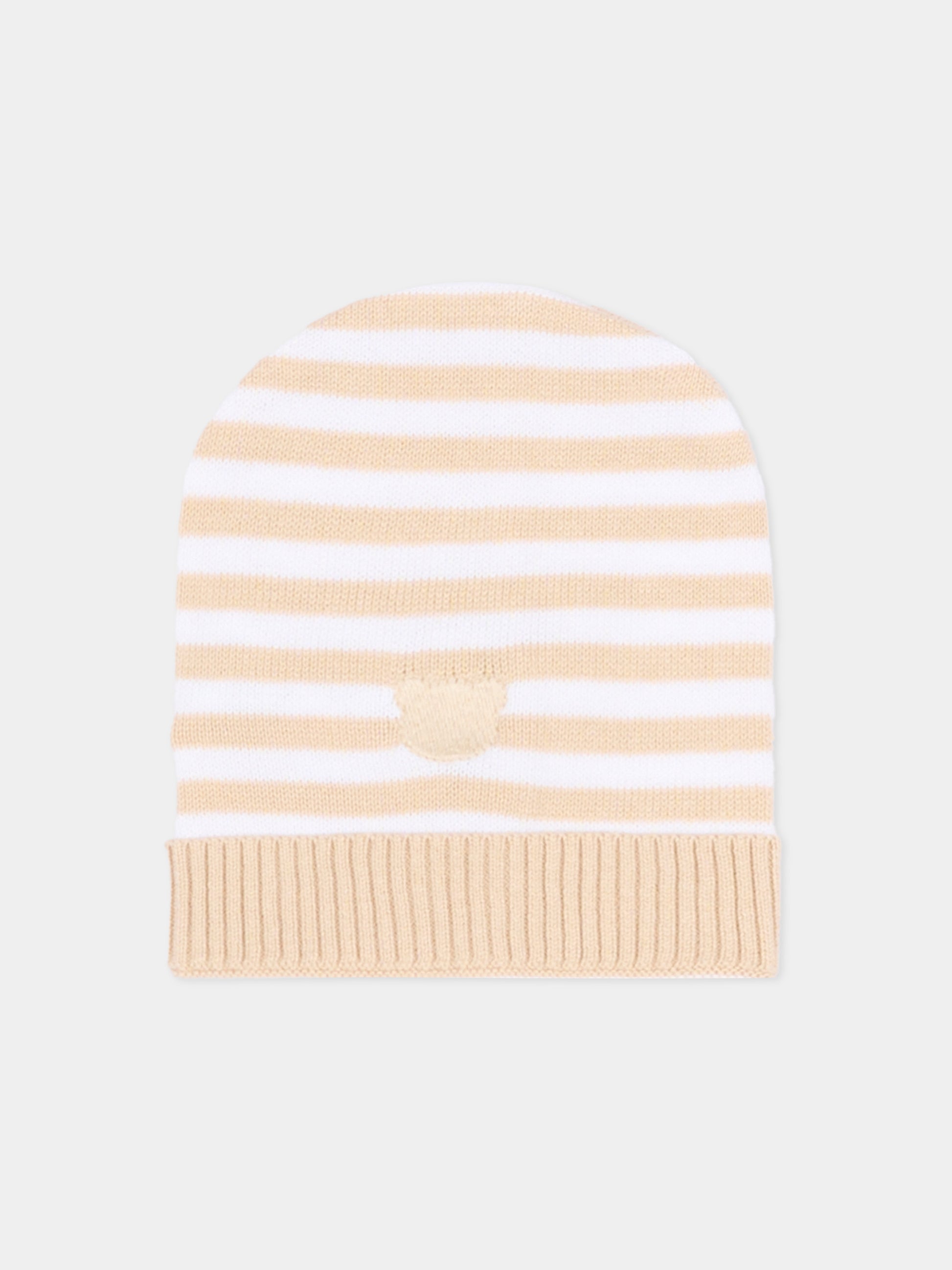 Cappello beige a righe per neonati,Nanán,E26006BE