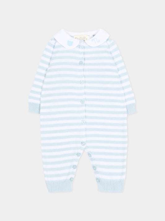 Tutina azzurra a righe per neonato,Nanán,E26003A