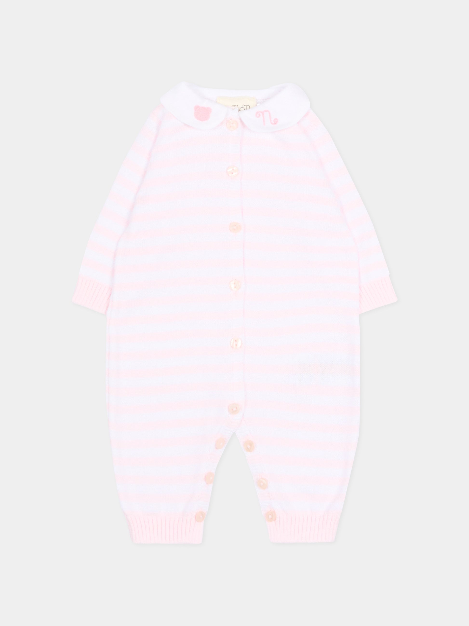 Tutina rosa a righe per neonata,Nanán,E26003R