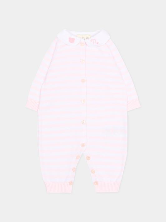 Tutina rosa a righe per neonata,Nanán,E26003R