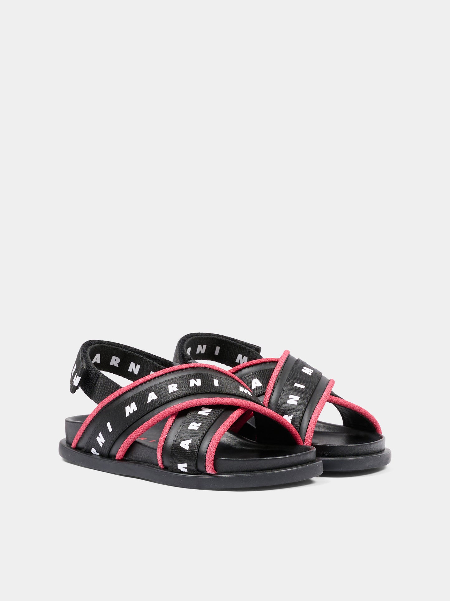 Sandali neri per bambina con logo,Marni Kids,82318 - VAR1