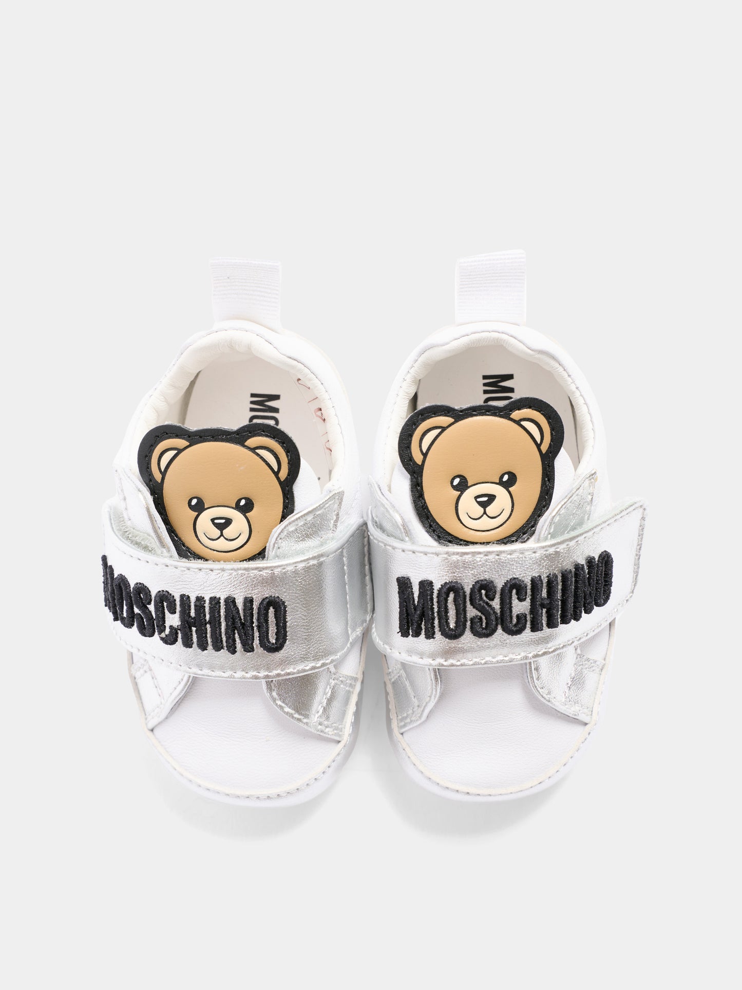 Sneakers basse argento per neonata con logo,Moschino Kids,82900 - VAR5