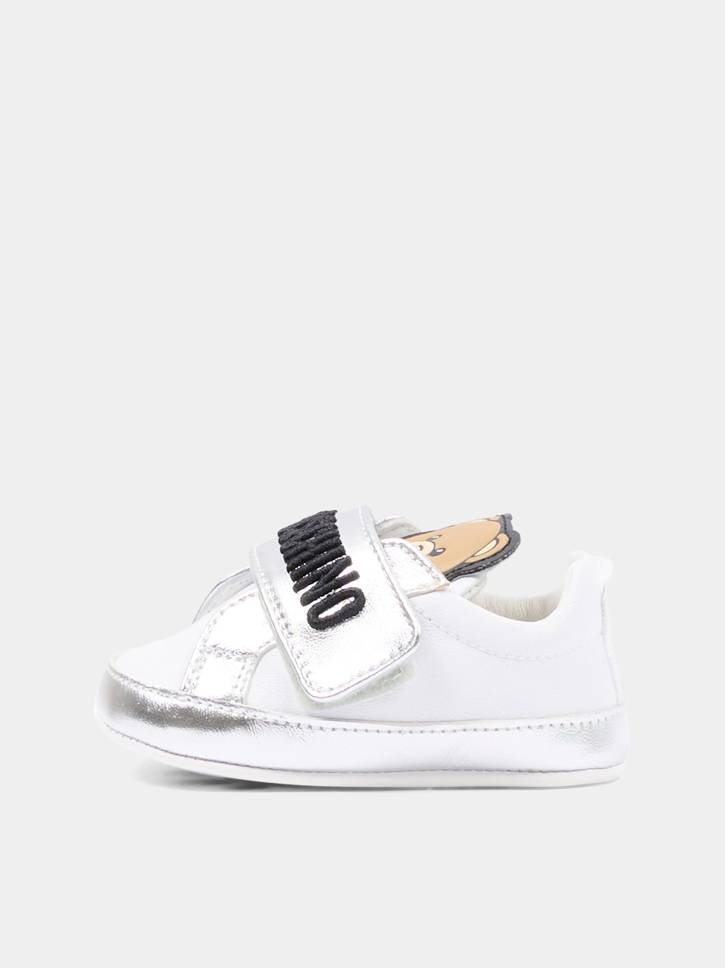 Sneakers basse argento per neonata con logo,Moschino Kids,82900 - VAR5