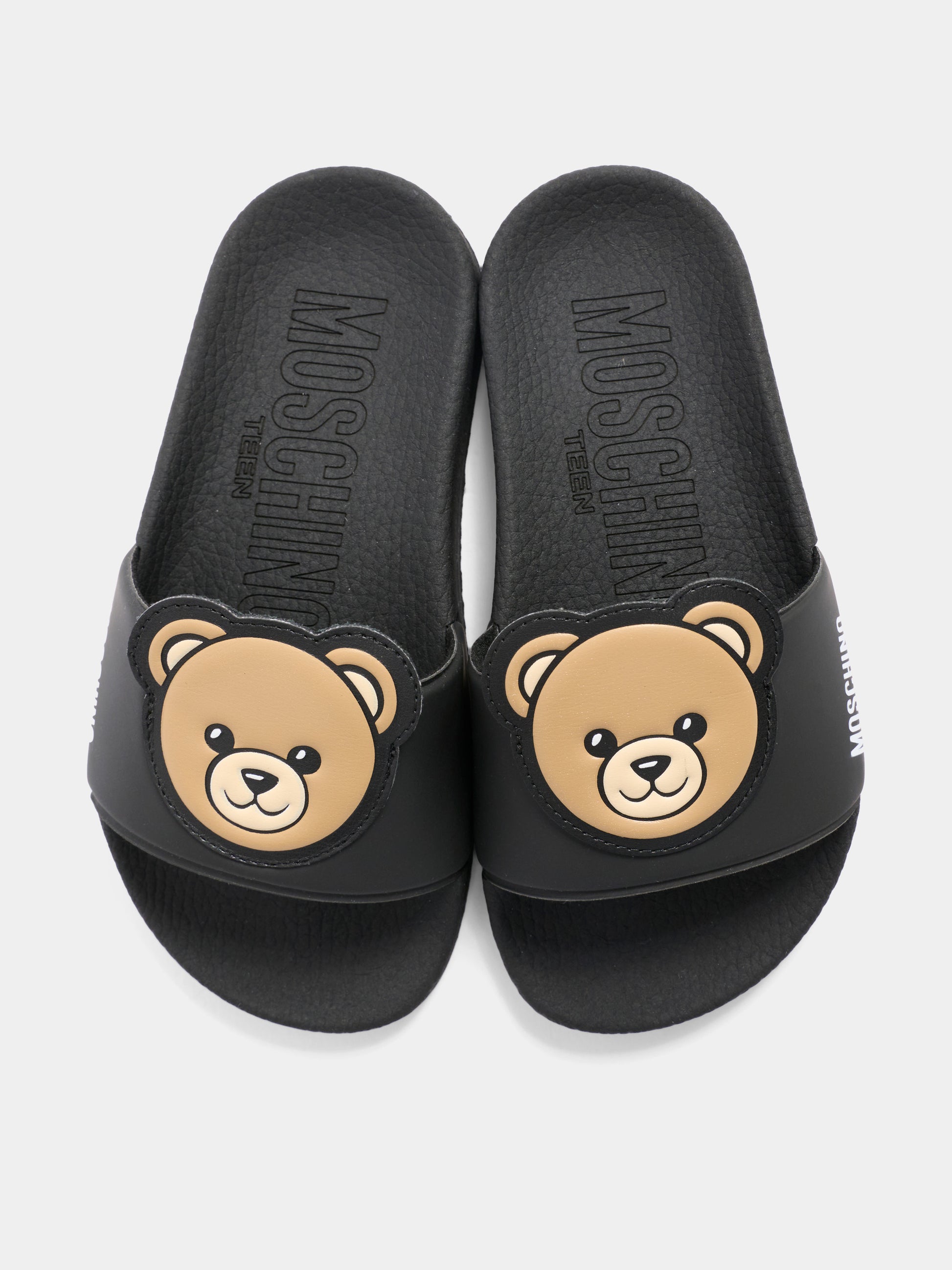 Ciabatte nere per bambini con Teddy Bear,Moschino Kids,83113 - VAR3