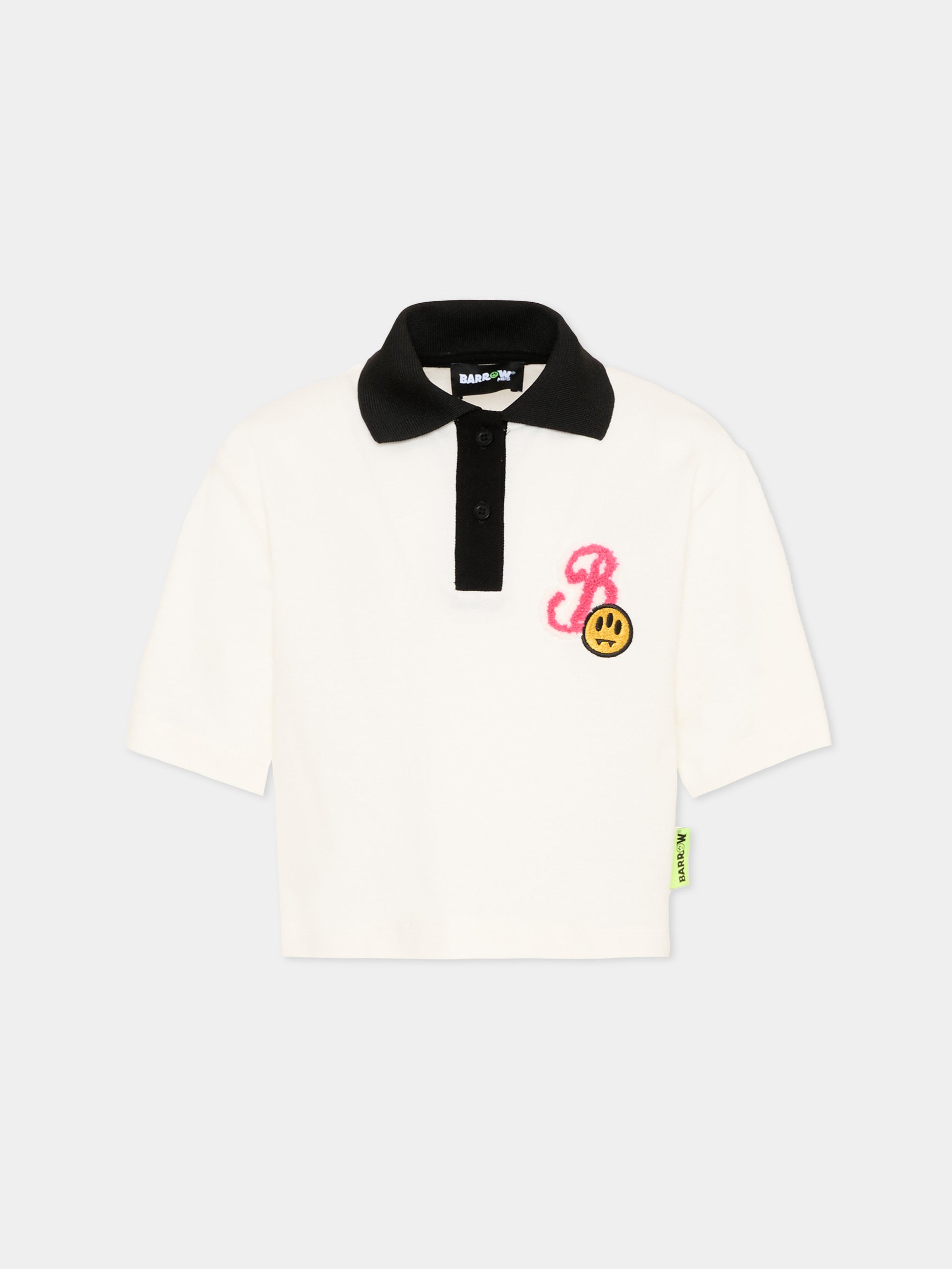Polo bianca per bambina con logo,Barrow,S6BKJGPO180 002