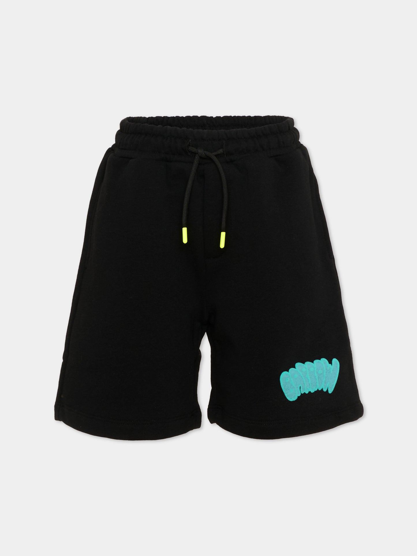 Shorts sportivi neri per bambini con logo,Barrow,S6BKJUBE010 110
