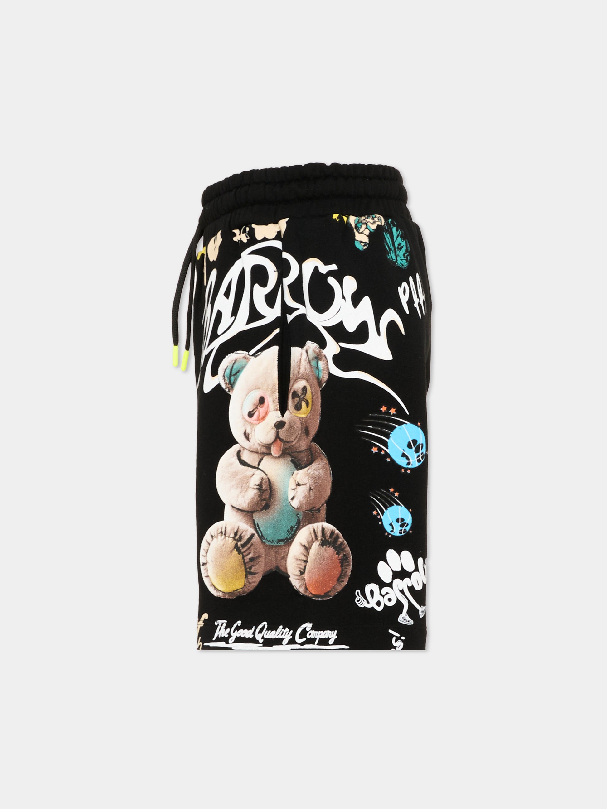 Shorts sportivi neri per bambini stampa logo,Barrow,S6BKJUBE043 110