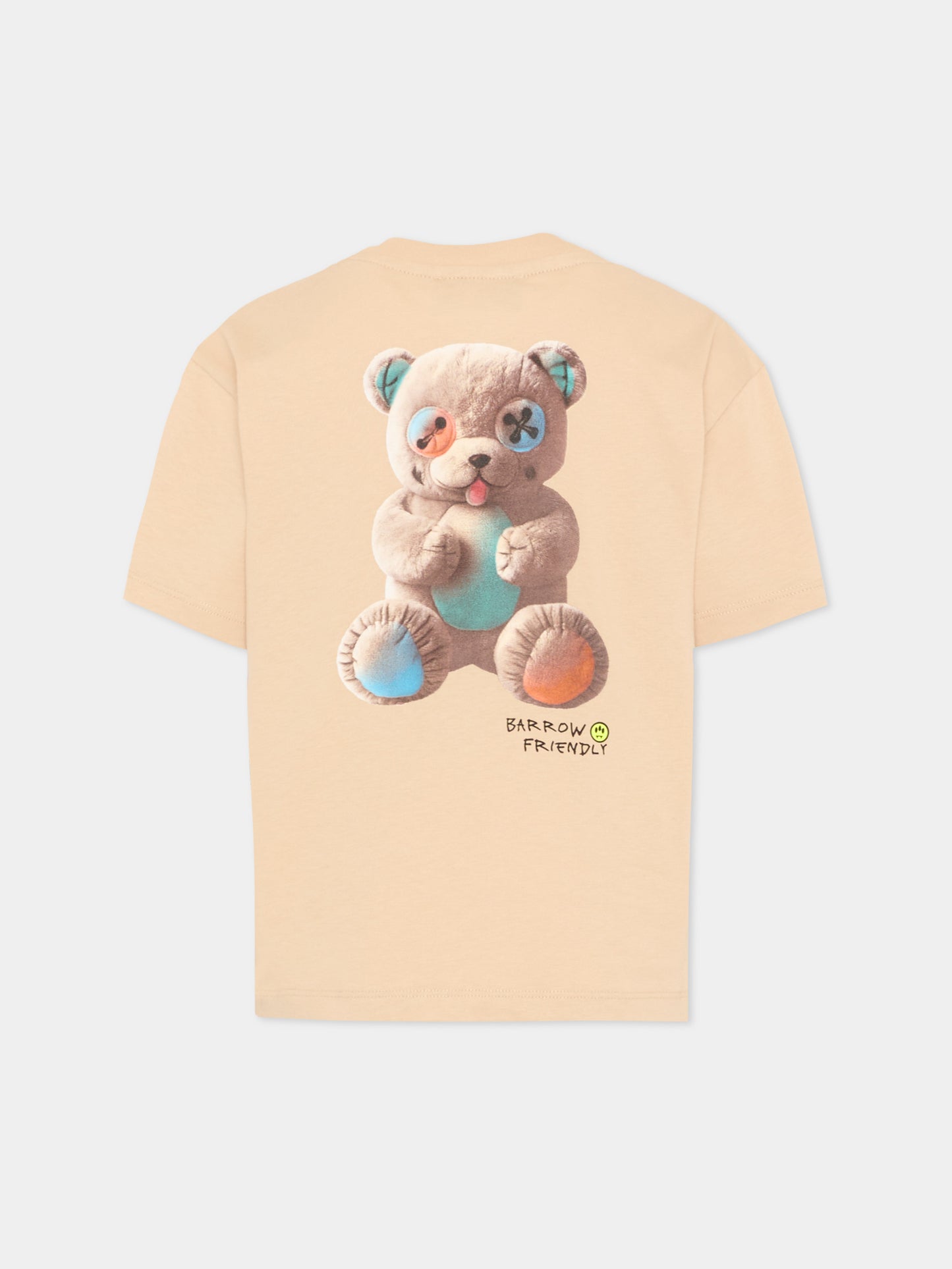 T-Shirt beige per bambini con orsetto,Barrow,S6BKJUTH003 092