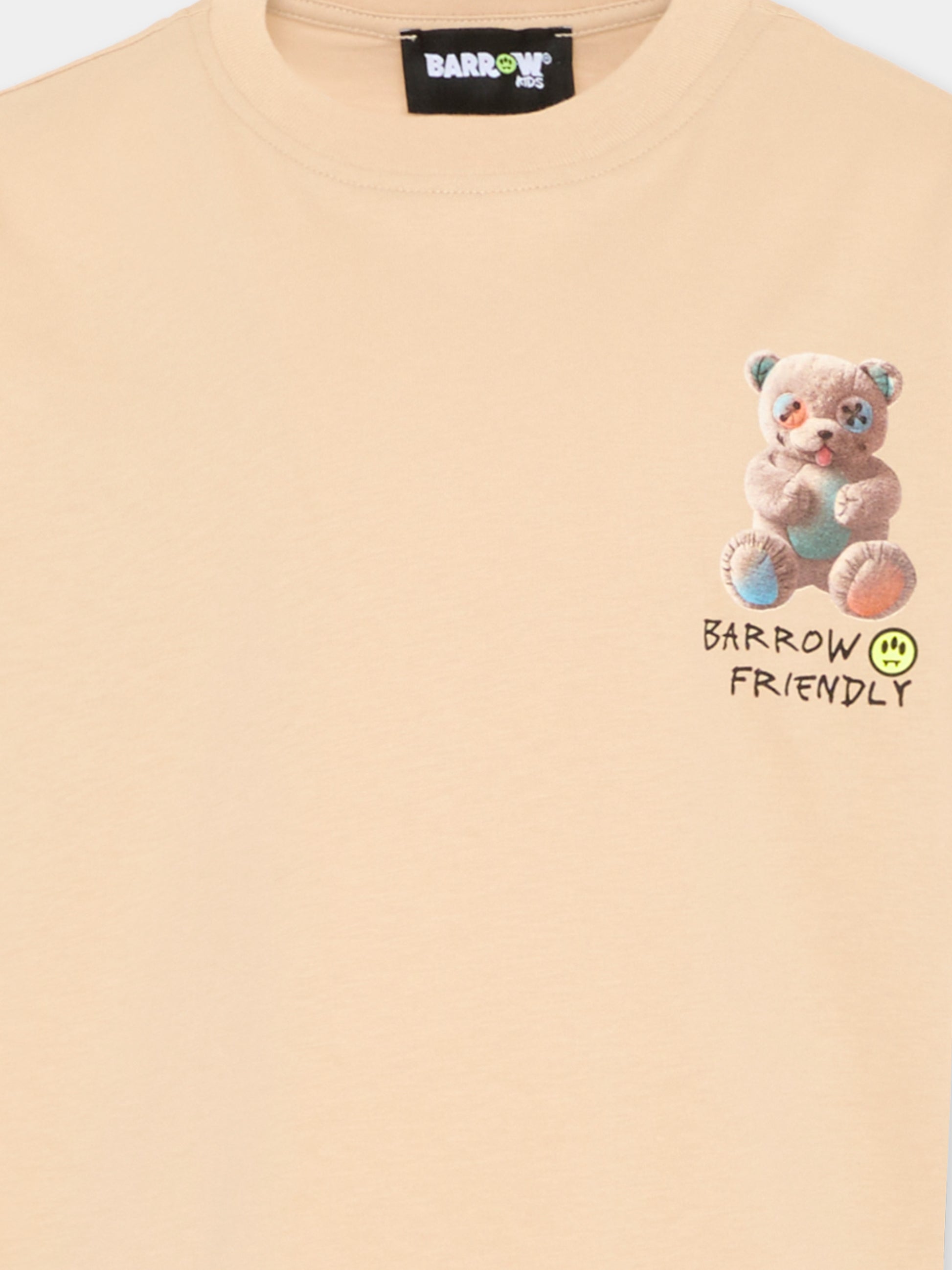 T-Shirt beige per bambini con orsetto,Barrow,S6BKJUTH003 092