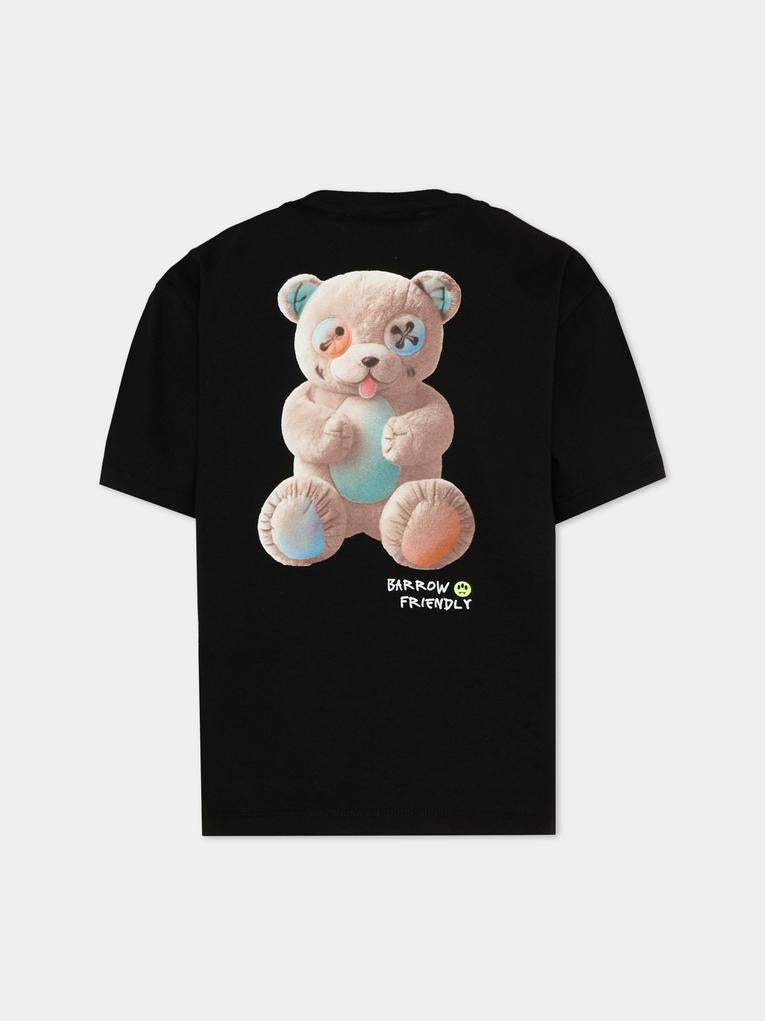 T-Shirt nera per bambini con orsetto,Barrow,S6BKJUTH003 110