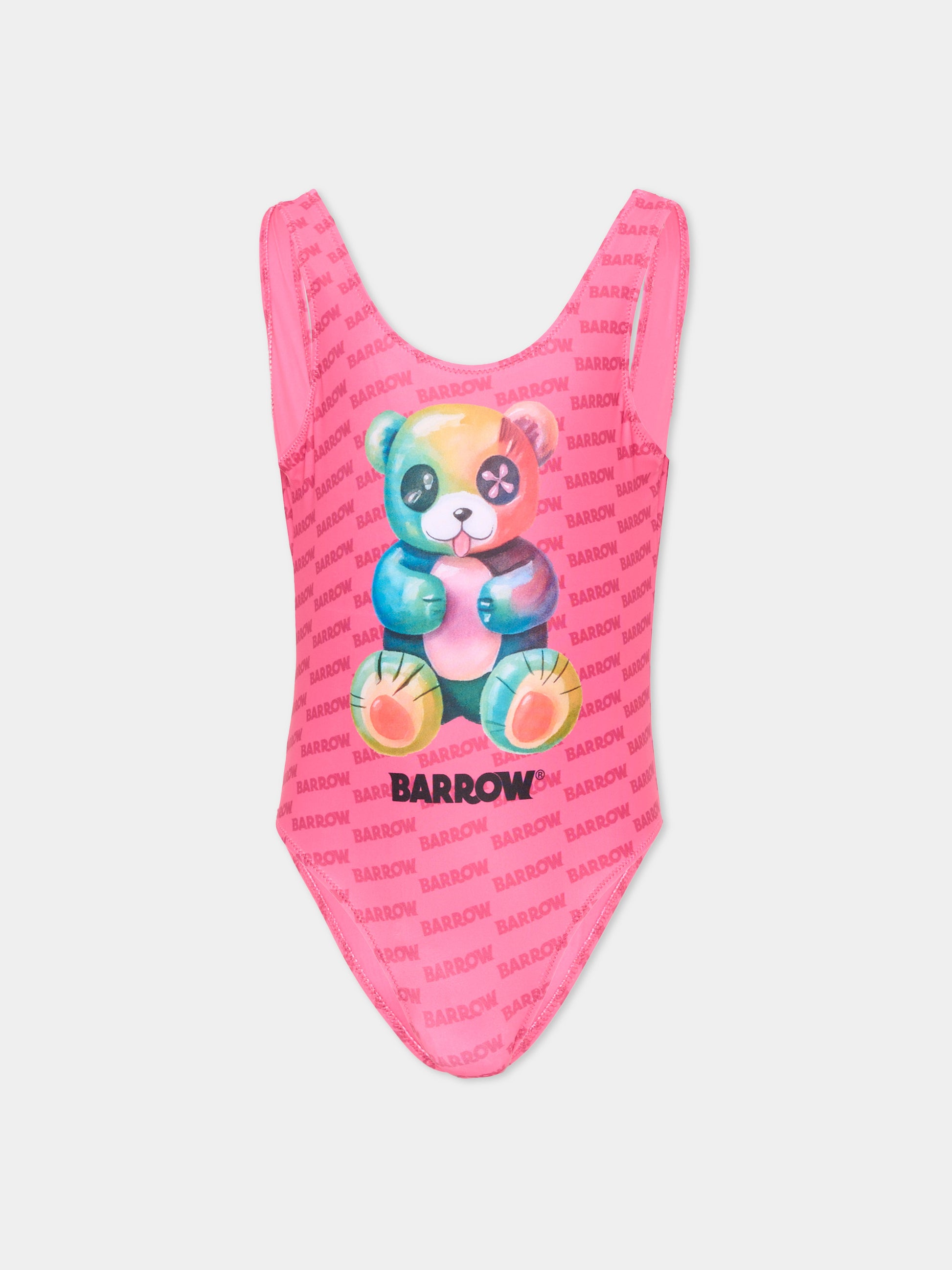 Costume intero fucsia per bambina con orsetto,Barrow,S6BKJGSM236 044