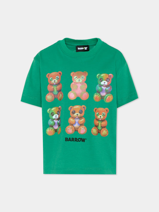 T-Shirt verde per bambini con orsetti,Barrow,S6BKJUTH093 080