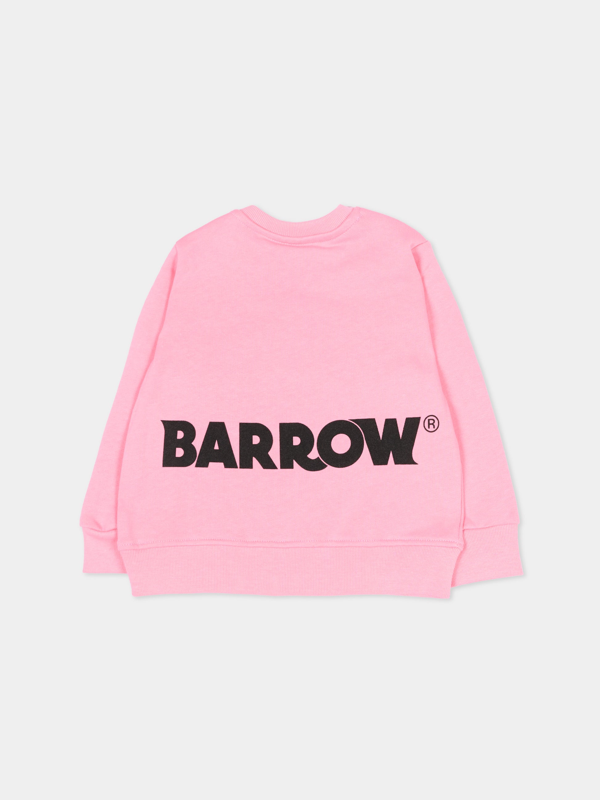 Felpa rosa per neonata con logo,Barrow,S6BKUNSW209 BW311