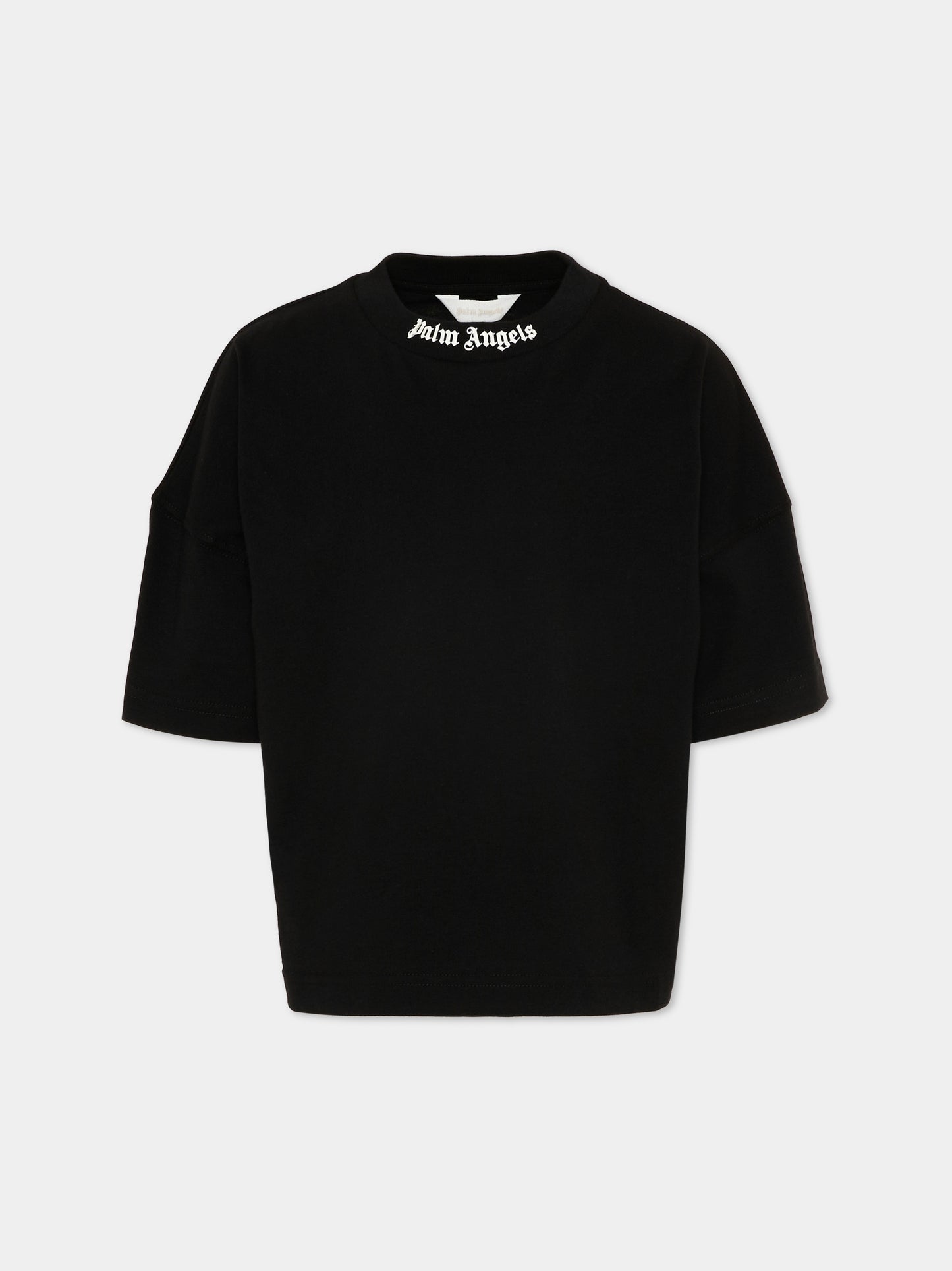 T-Shirt nera per bambini con logo,Palm Angels,PBAA002S26JER001 110