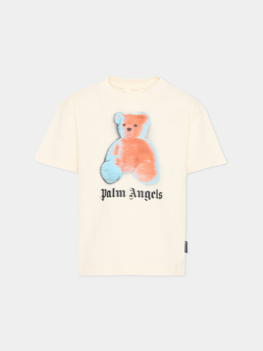 T-Shirt avorio per bambino con Teddy Bear,Palm Angels,PBAA003S26JER005 002