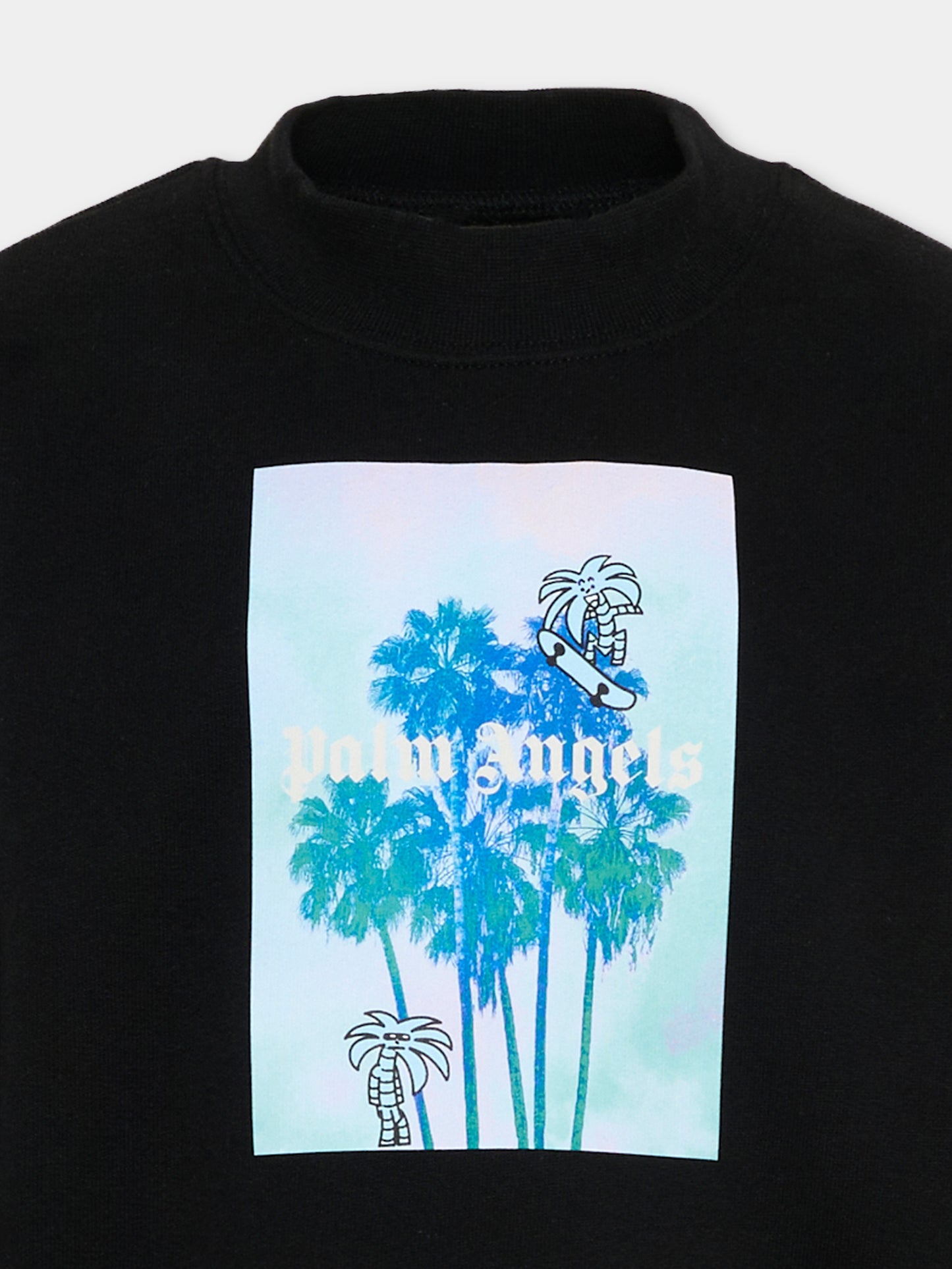 Felpa nera Palm Angels per bambini,Palm Angels,PBBA012S26FLE00A 110