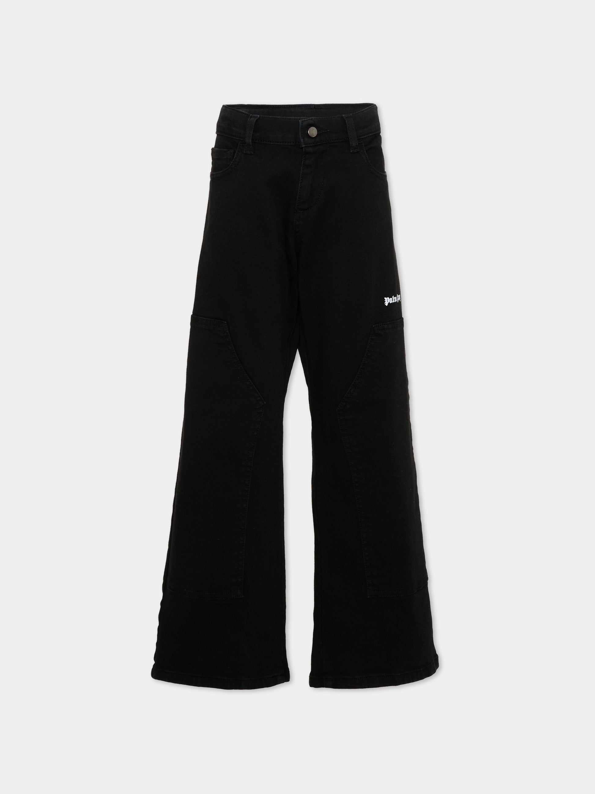 Pantaloni casual neri per bambino con logo,Palm Angels,PBCA01HS26FAB001 110