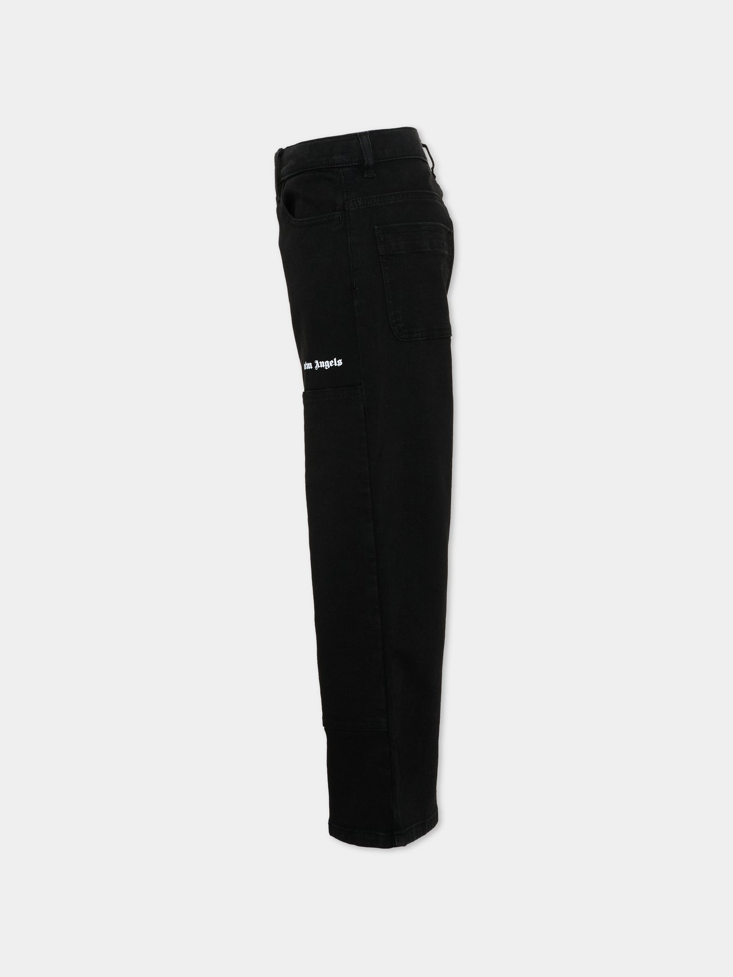 Pantaloni casual neri per bambino con logo,Palm Angels,PBCA01HS26FAB001 110