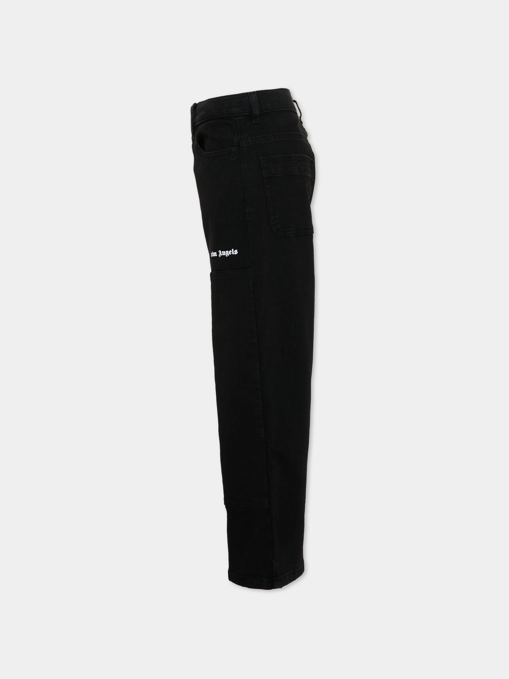 Pantaloni casual neri per bambino con logo,Palm Angels,PBCA01HS26FAB001 110