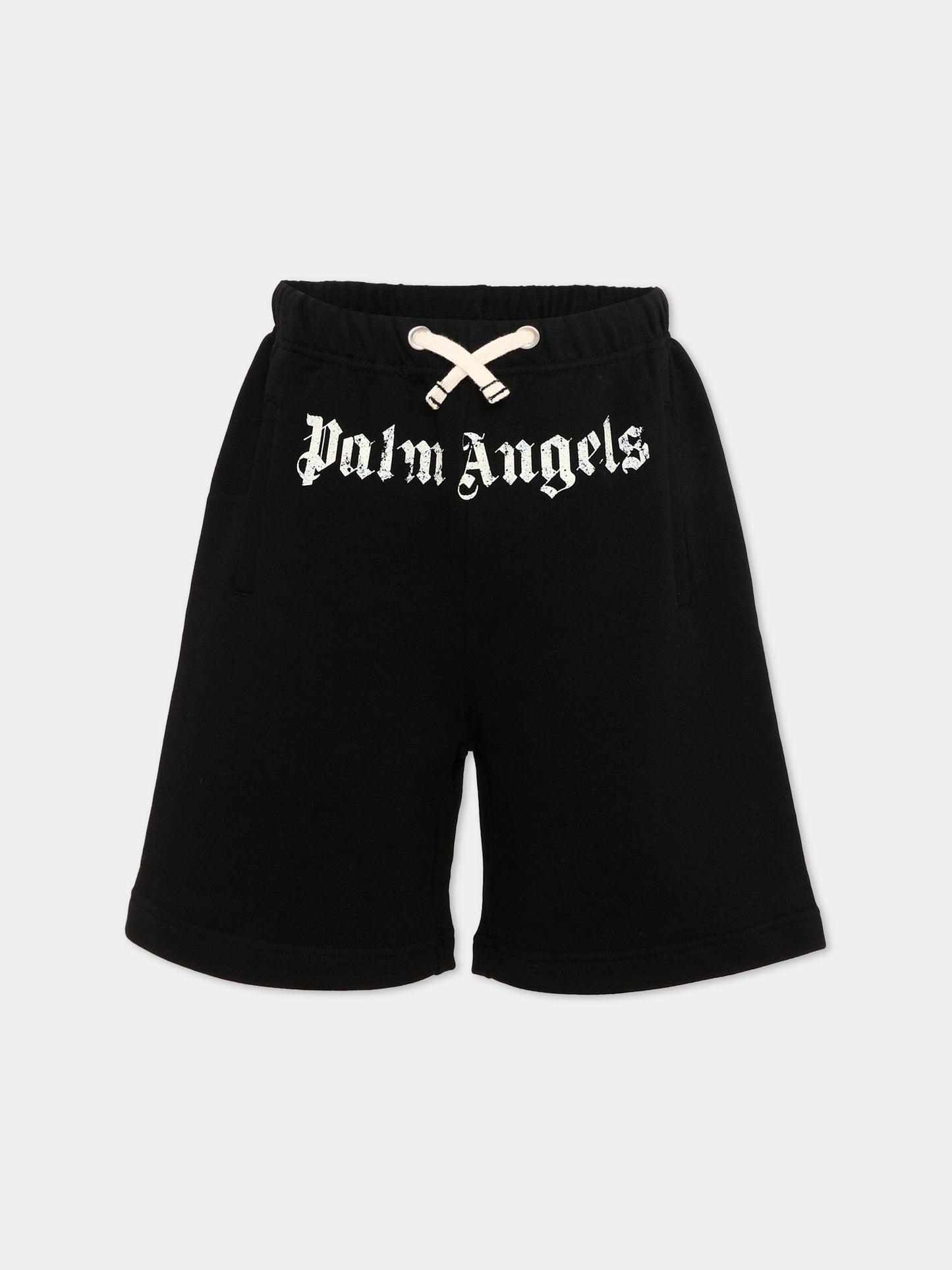Shorts sportivi neri per bambini con logo,Palm Angels,PBCI006S26FLE003 110