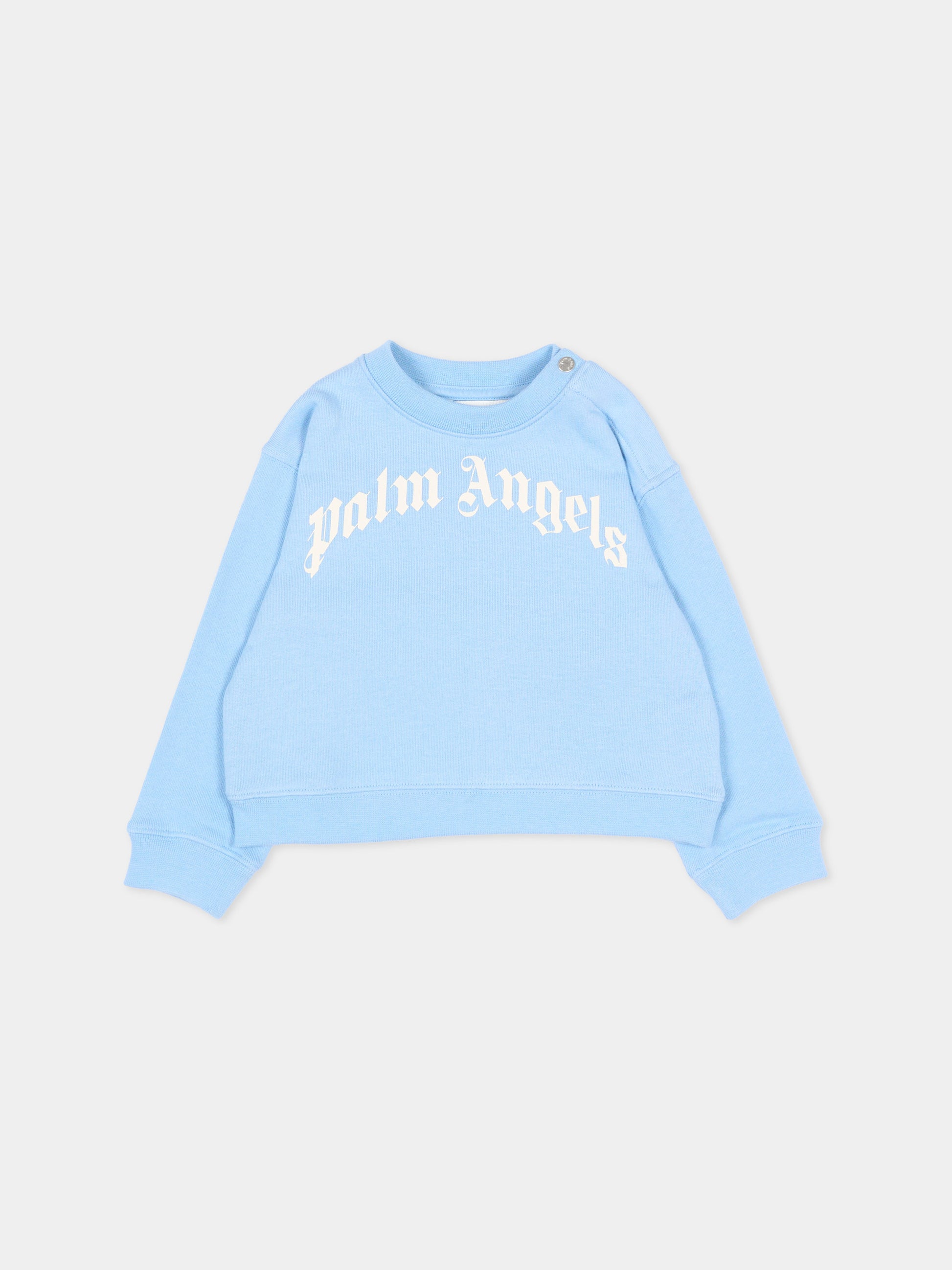 Felpa celeste per neonato con logo,Palm Angels,PBXC001S26FLE002 050