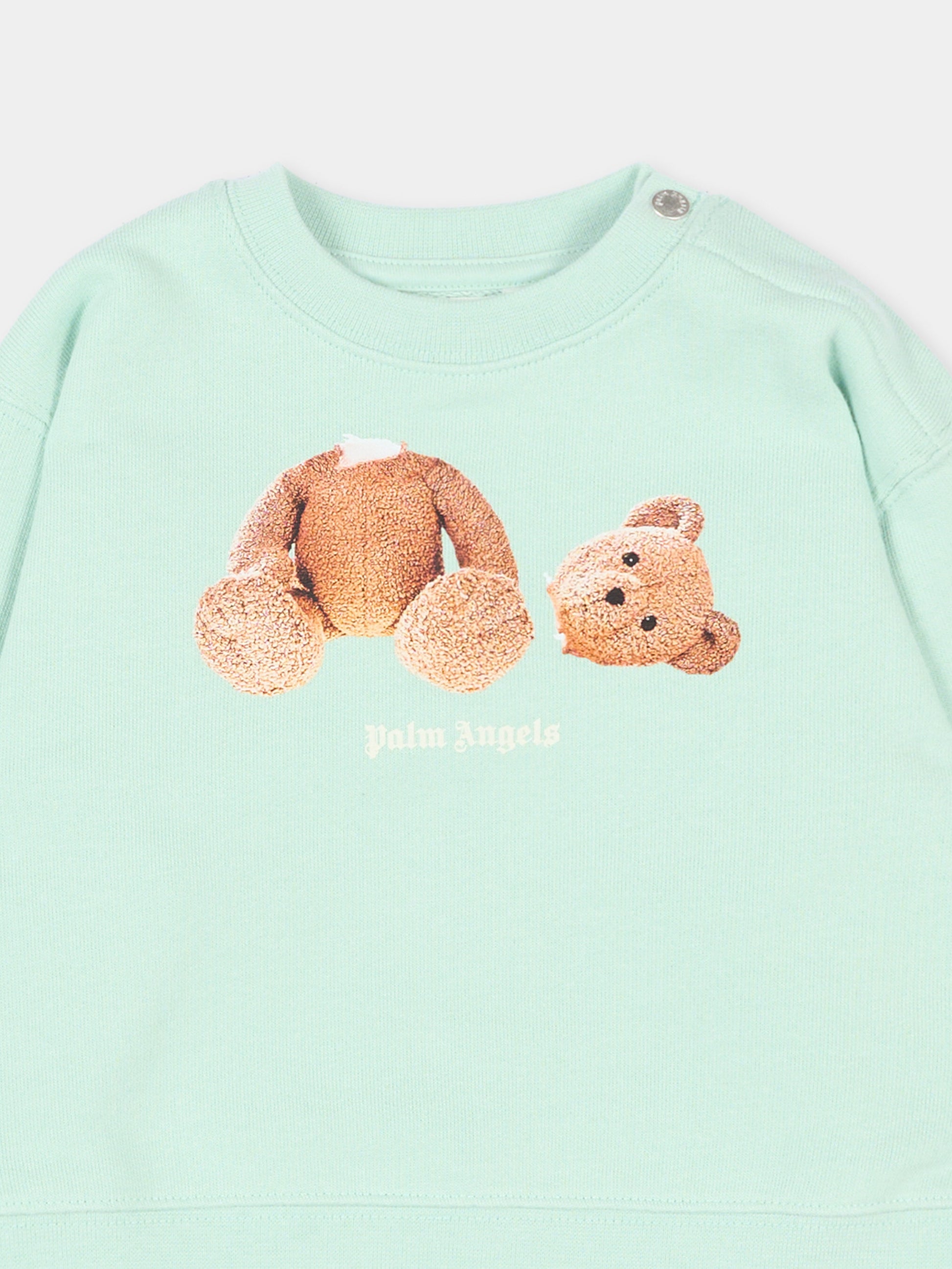 Felpa verde per neonati con teddy bear,Palm Angels,PBXC001S26FLE003 081
