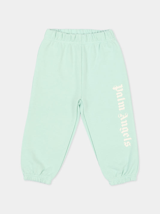 Pantaloni sportivi verdi per neonati con logo,Palm Angels,PBXD001S26FLE001 081