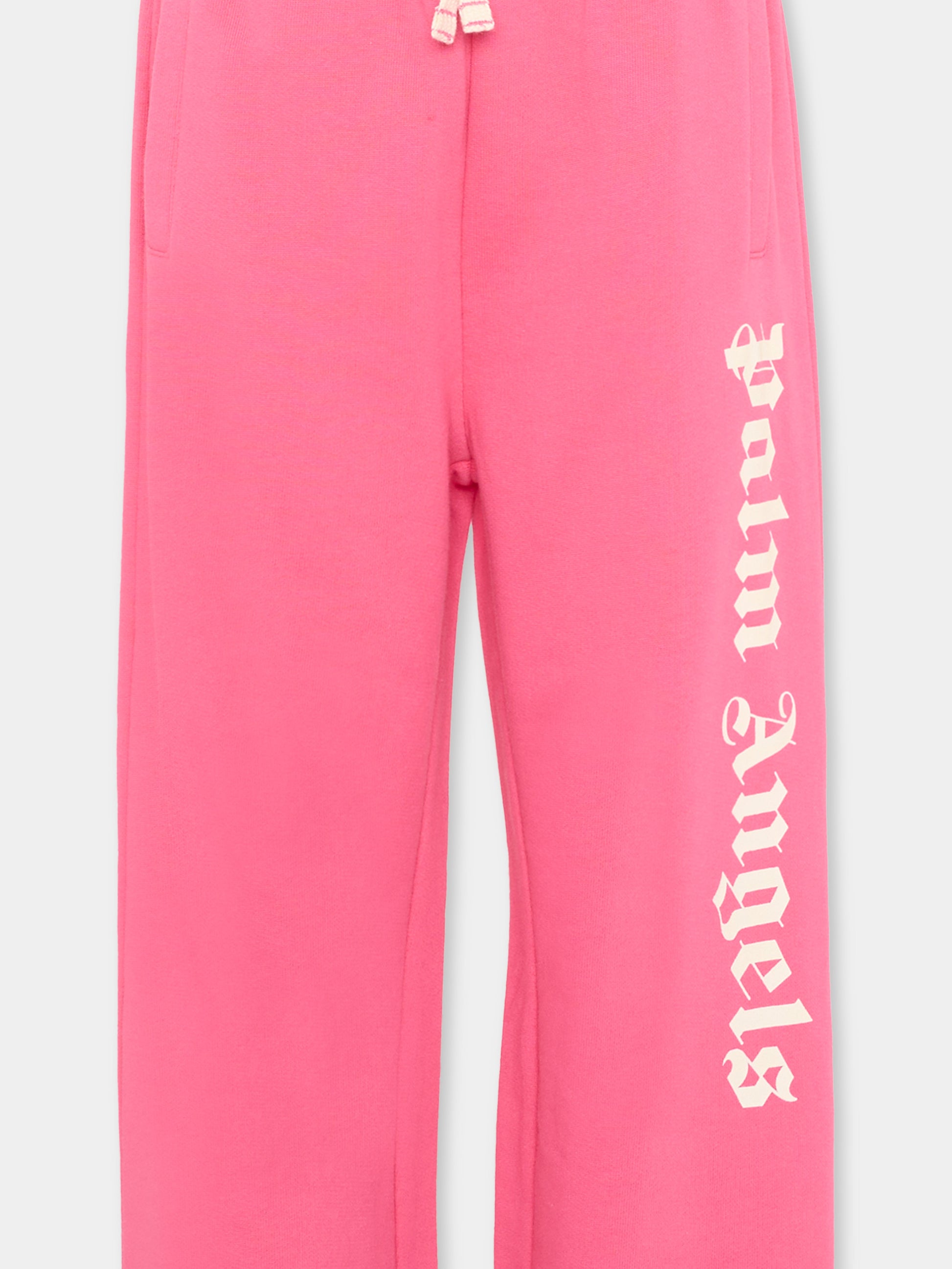 Pantaloni sportivi fucsia per bambina con logo,Palm Angels,PGCH008S26FLE001 044