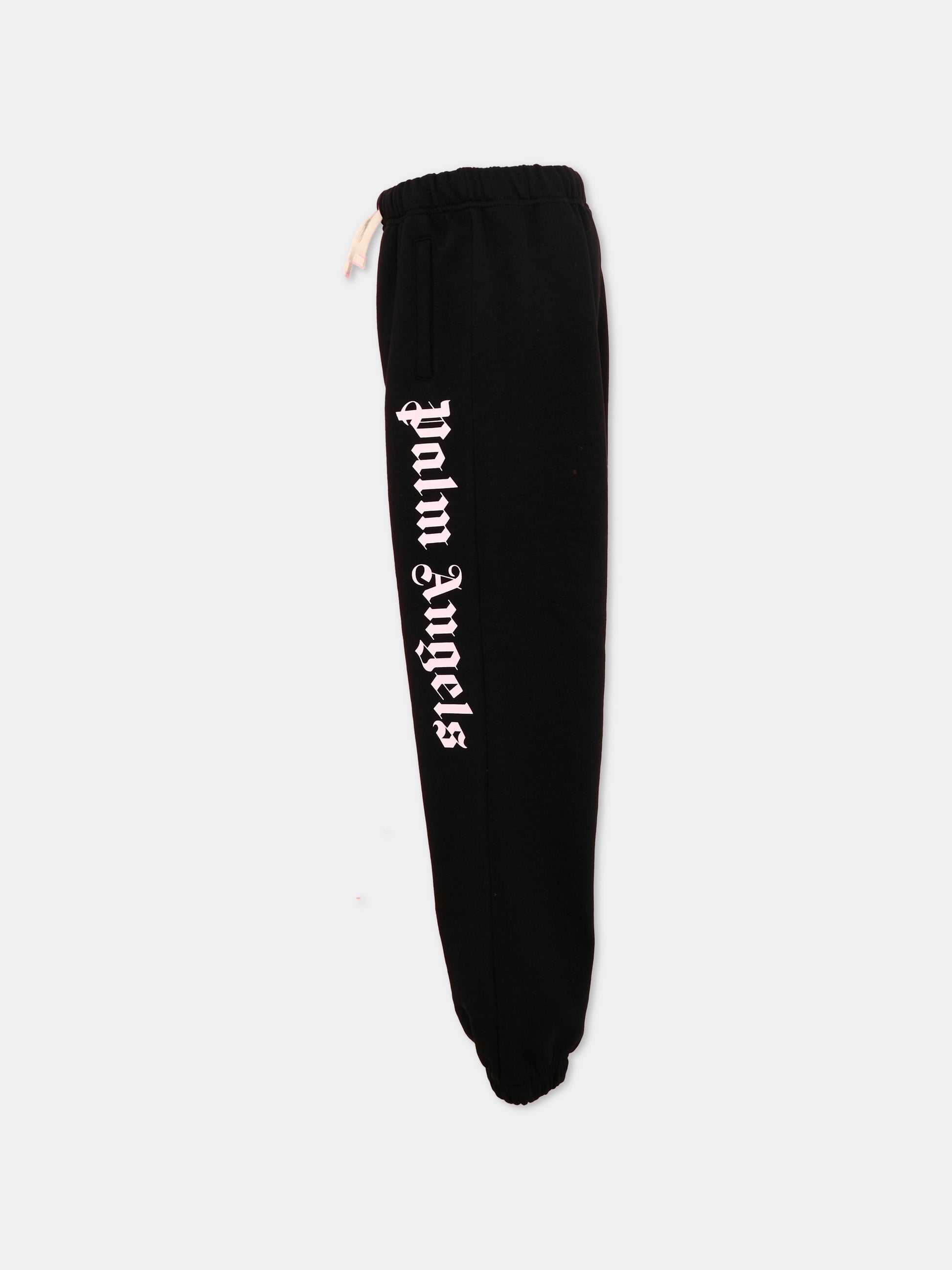 Pantaloni sportivi neri per bambina con logo,Palm Angels,PGCH008S26FLE001 110