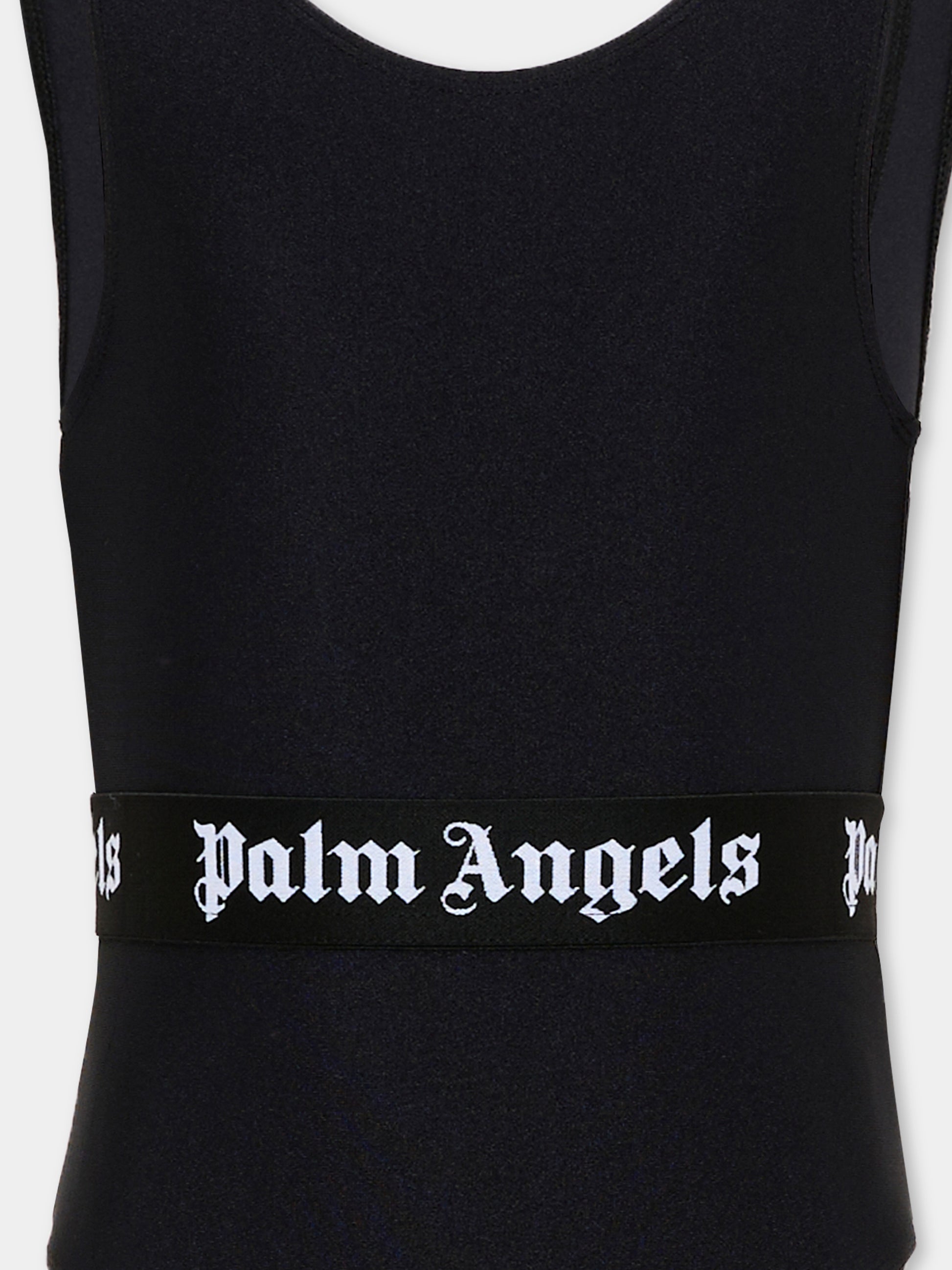 Costume intero nero per bambina con logo,Palm Angels,PGFC002S26JER001 110