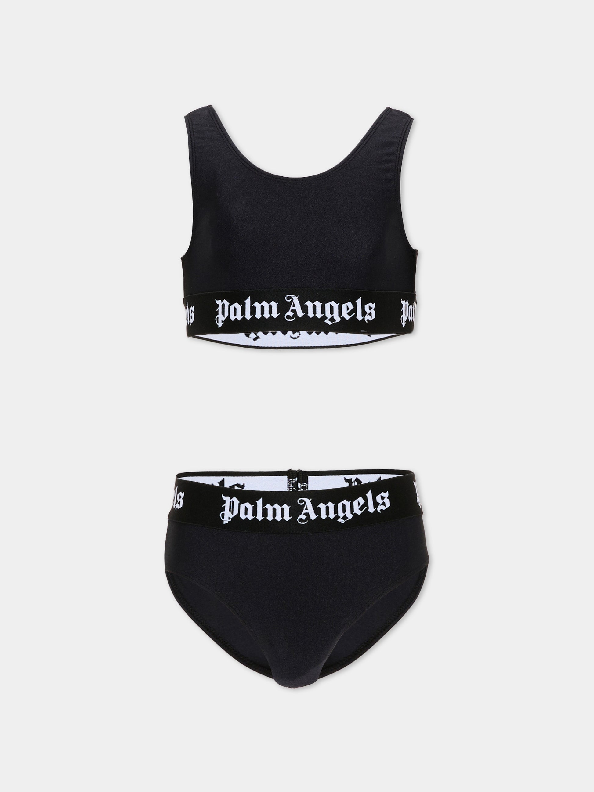 Bikini nero per bambina con logo,Palm Angels,PGFE002S26JER001 110