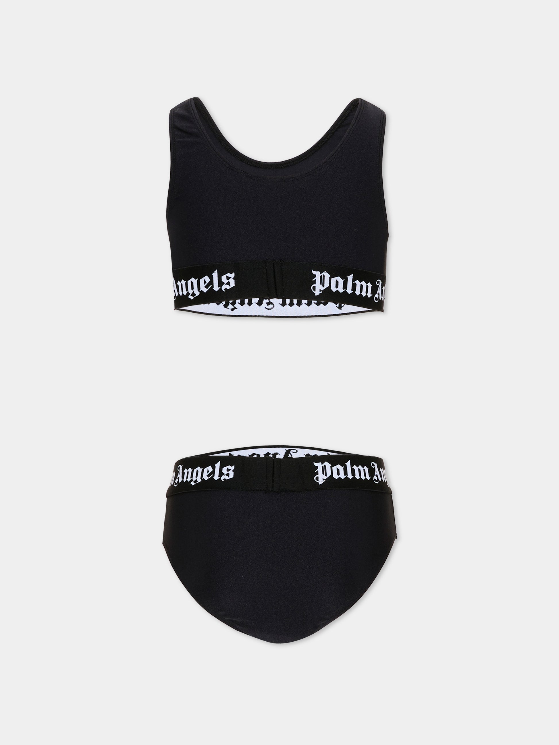 Bikini nero per bambina con logo,Palm Angels,PGFE002S26JER001 110