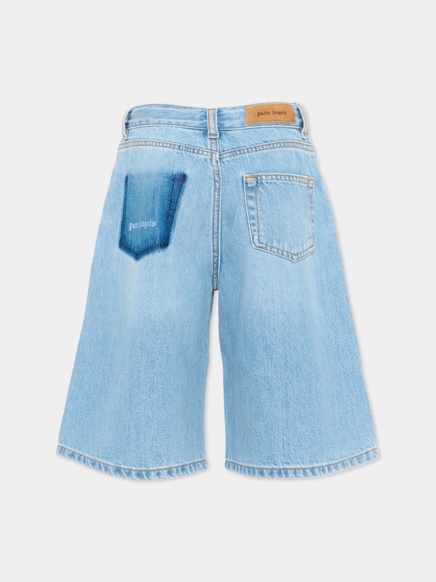 Shorts denim per bambini con logo,Palm Angels,PGYB004S26DEN001 050