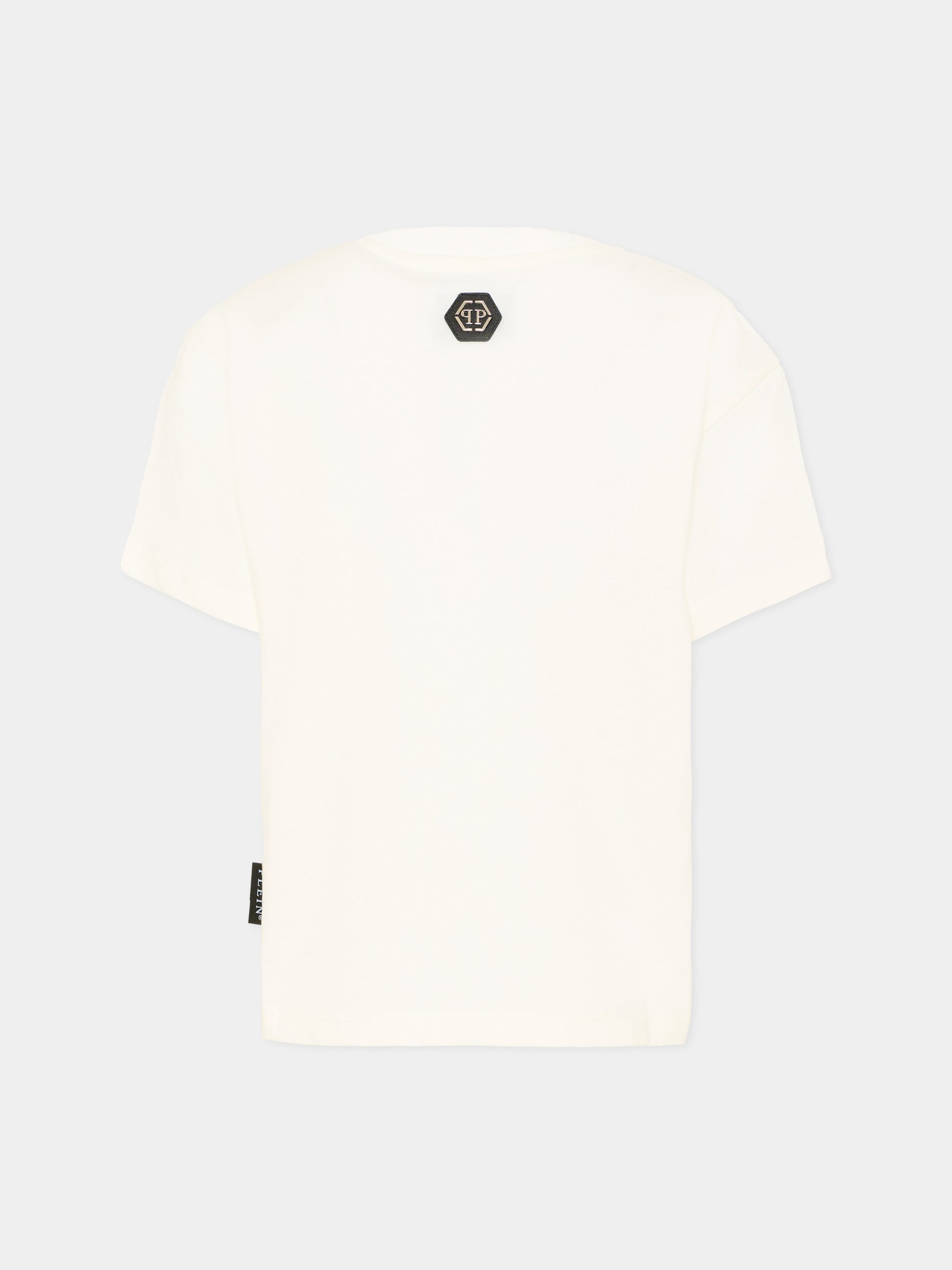 T-Shirt bianca per bambino con orsetto,Philipp Plein Junior,S6PHJBTH061 002