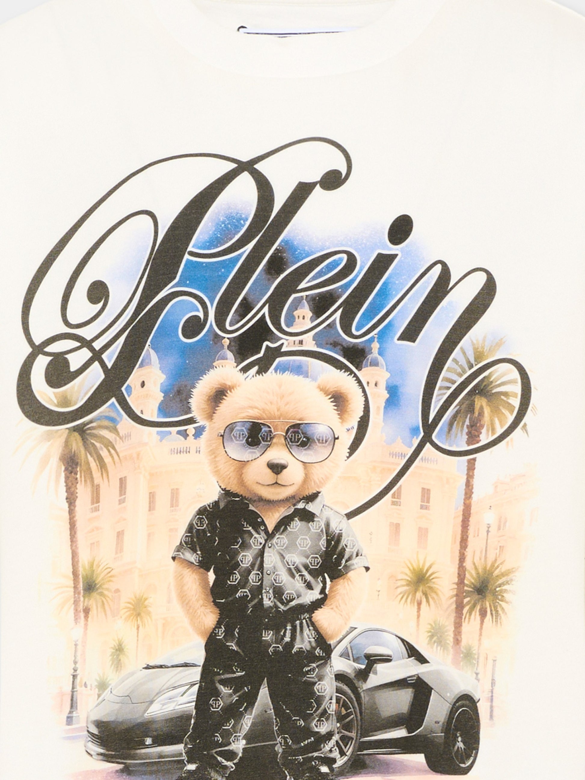T-Shirt bianca per bambino con orsetto,Philipp Plein Junior,S6PHJBTH061 002