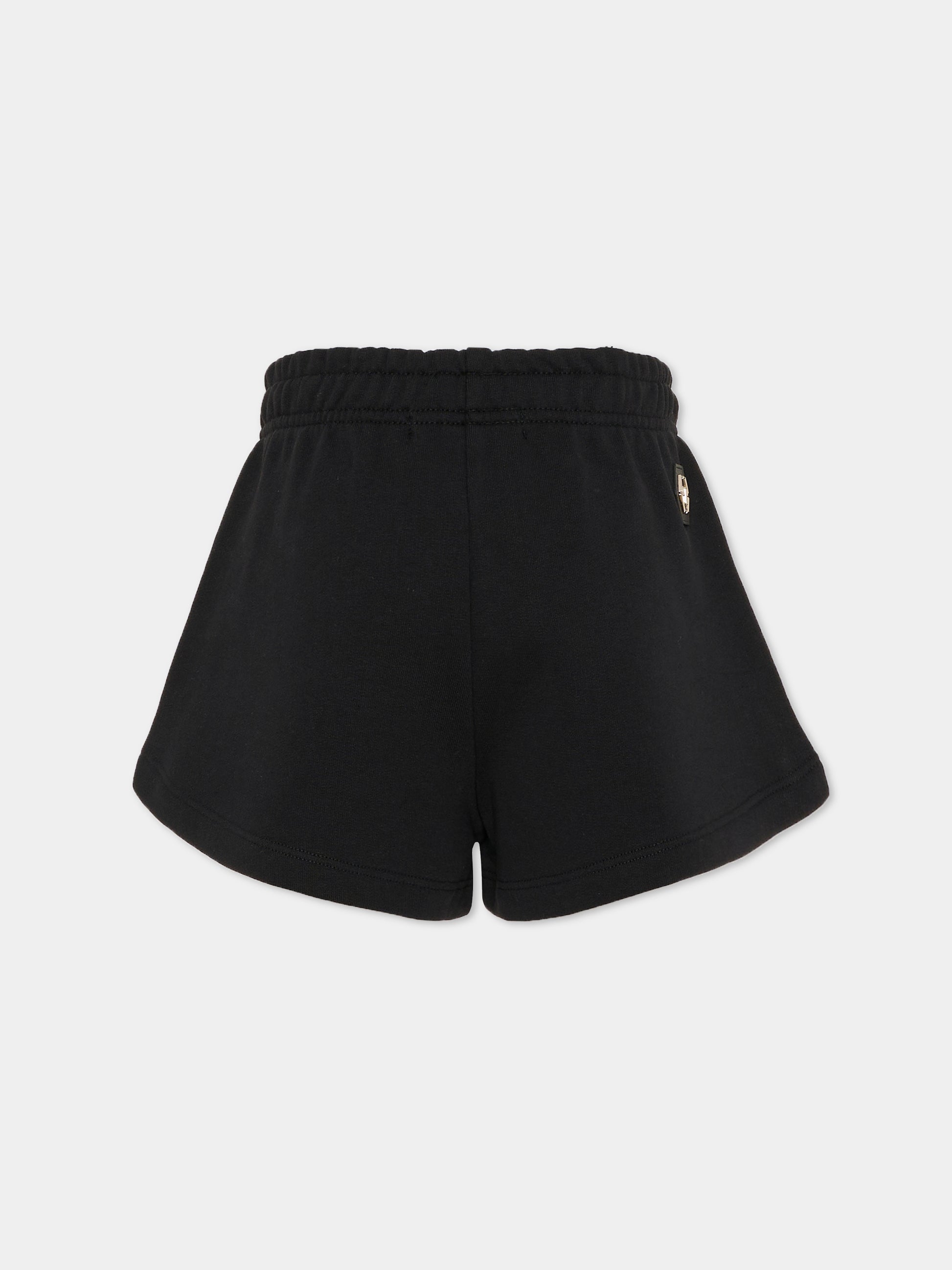 Shorts neri per bambina con orsetto,Philipp Plein Junior,S6PHJGSH159 110