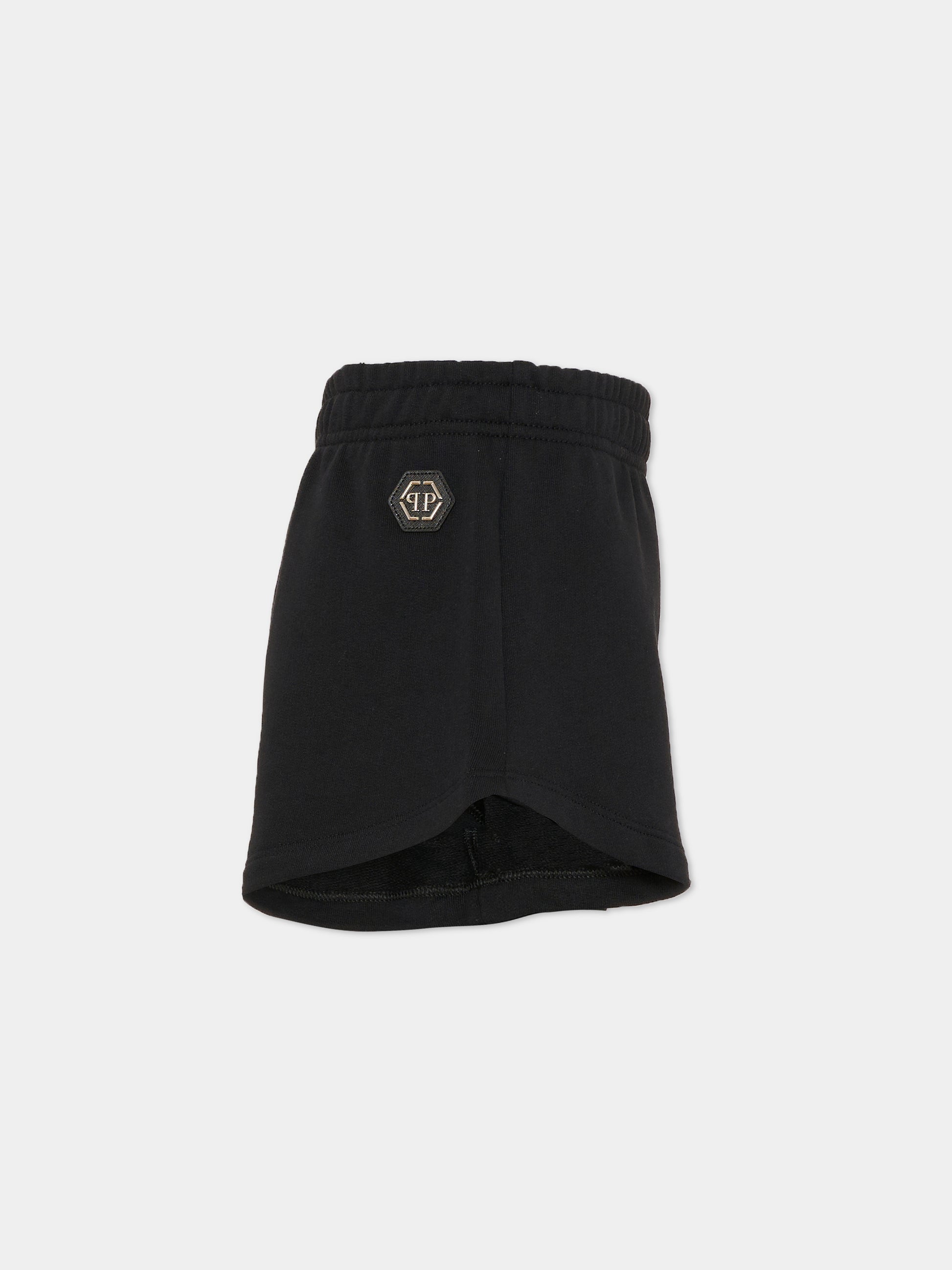 Shorts neri per bambina con orsetto,Philipp Plein Junior,S6PHJGSH159 110