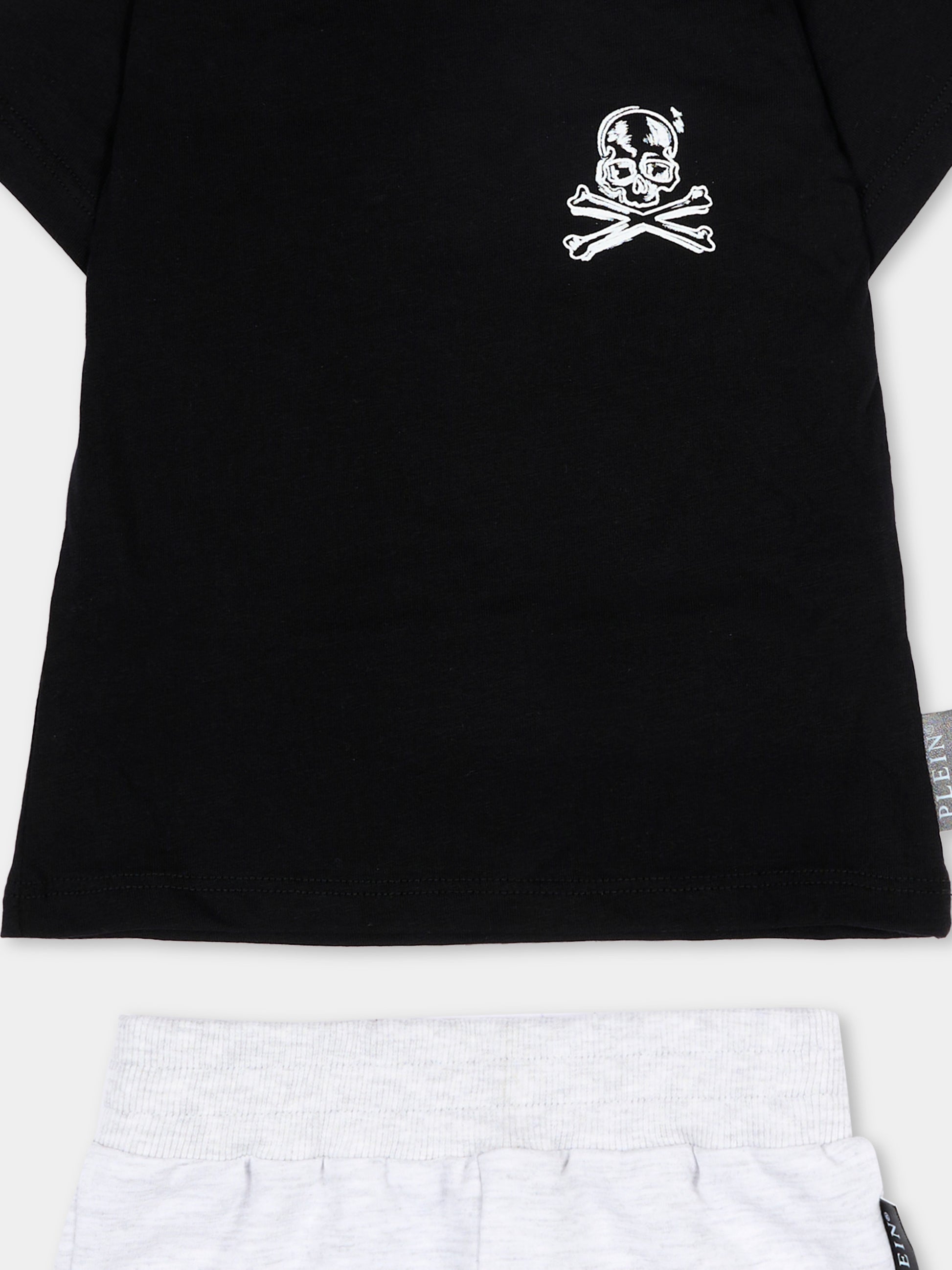 Completo sportivo nero per neonato con logo,Philipp Plein Junior,S6PHNBTS135 110