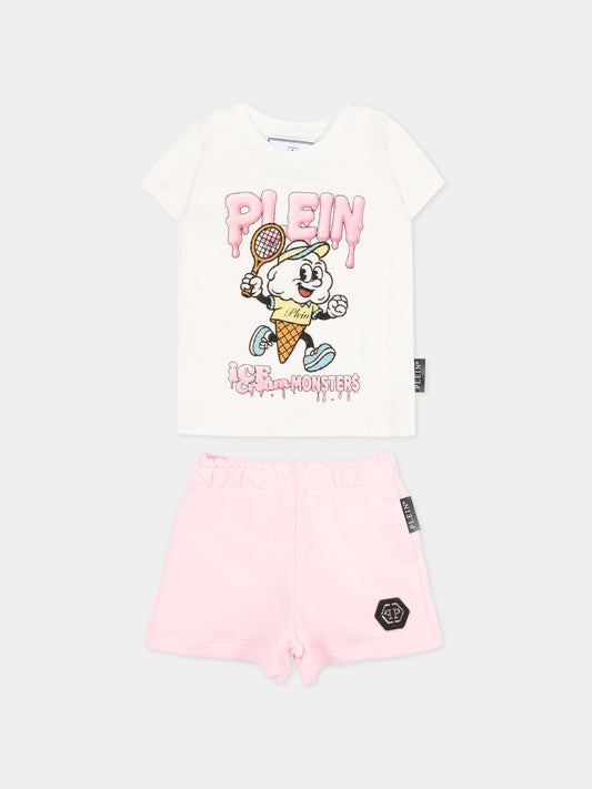 Completo sportivo bianco per neonata con strass,Philipp Plein Junior,S6PHNGTT256 002/16