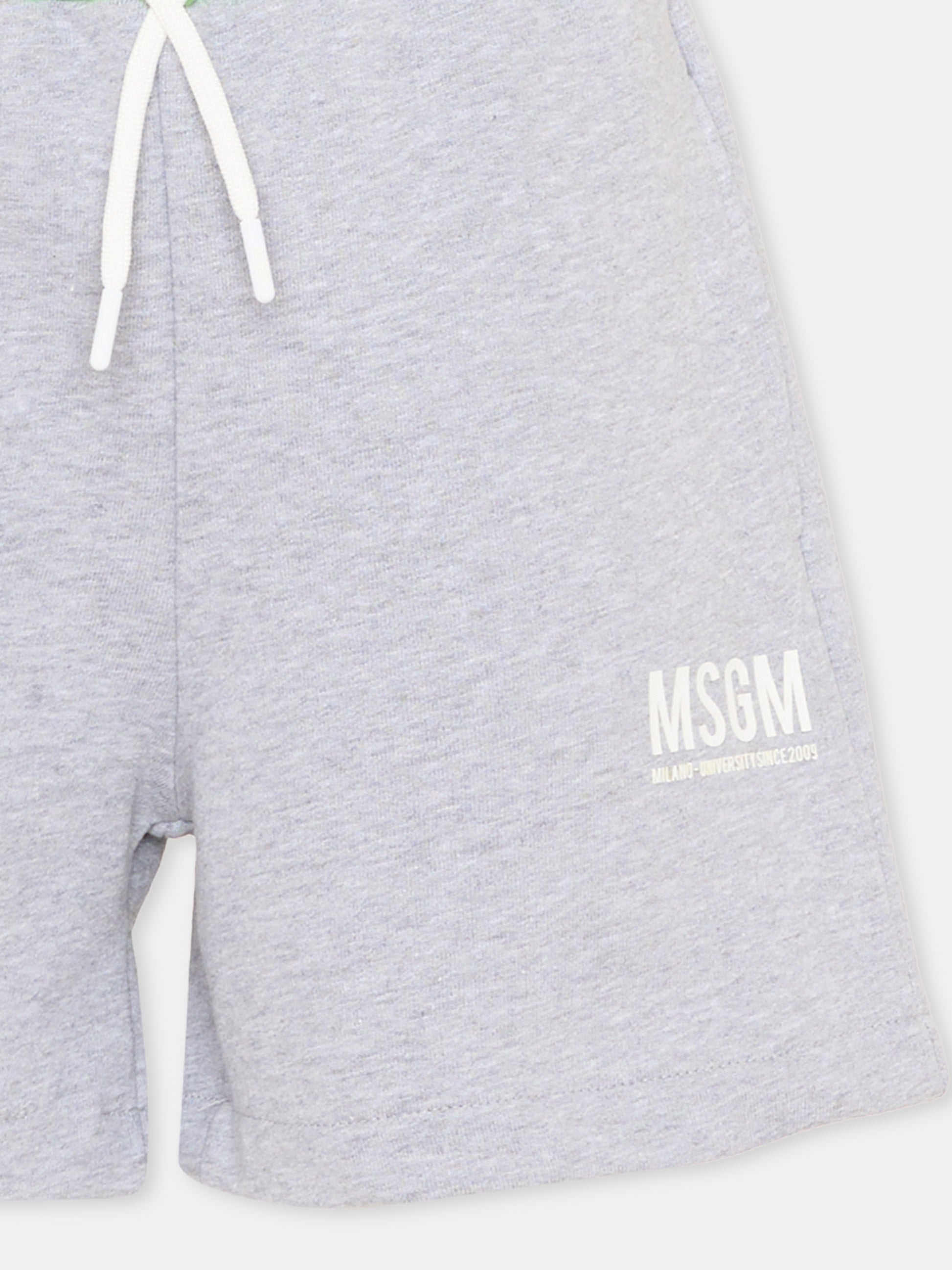 Shorts sportivi grigi per bambino con logo,Msgm Kids,S6MSJBBE052 271/01