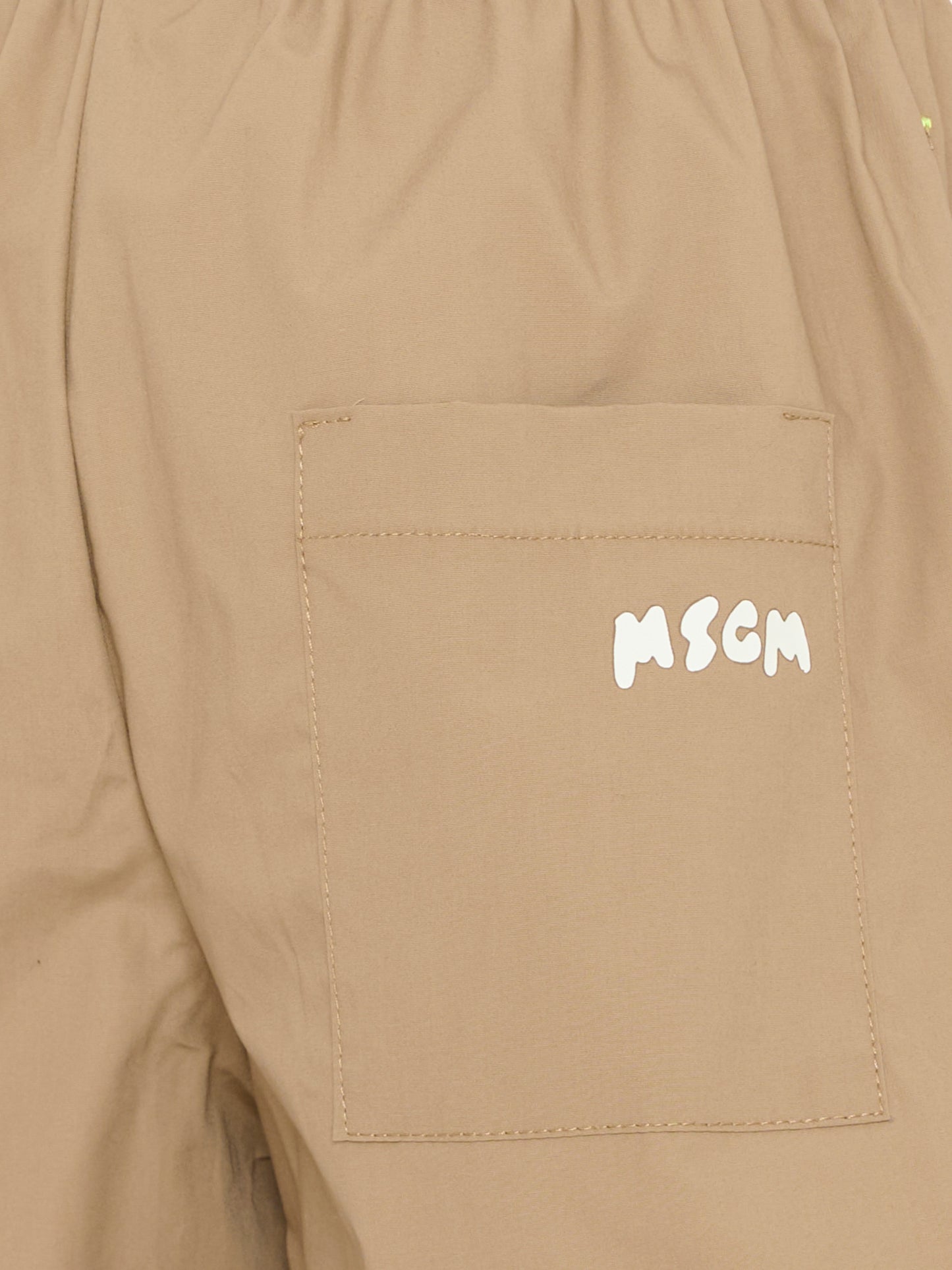 Shorts beige per bambino con logo,Msgm Kids,S6MSJBBE190 178