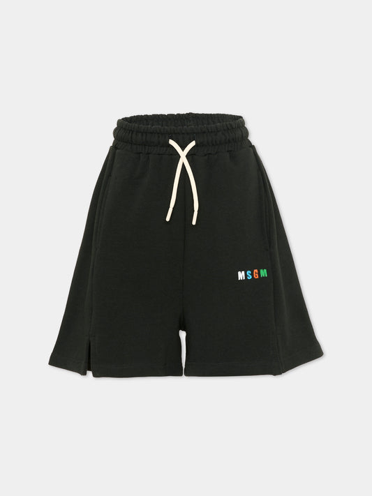 Shorts sportivi neri per bambino con logo,Msgm Kids,S6MSJBBE235 MS040
