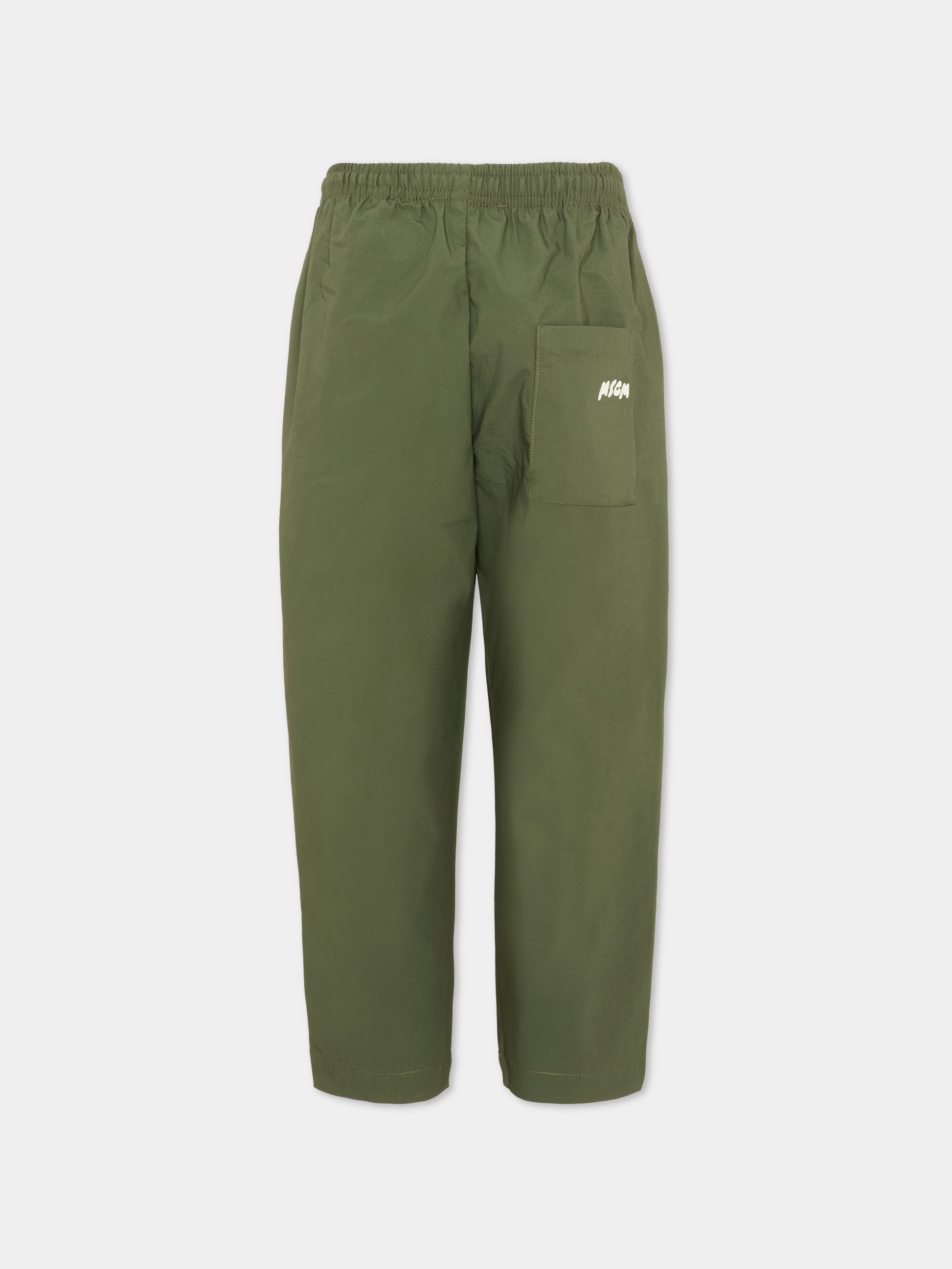 Pantalone verde per bambino con logo,Msgm Kids,S6MSJBPA188 082