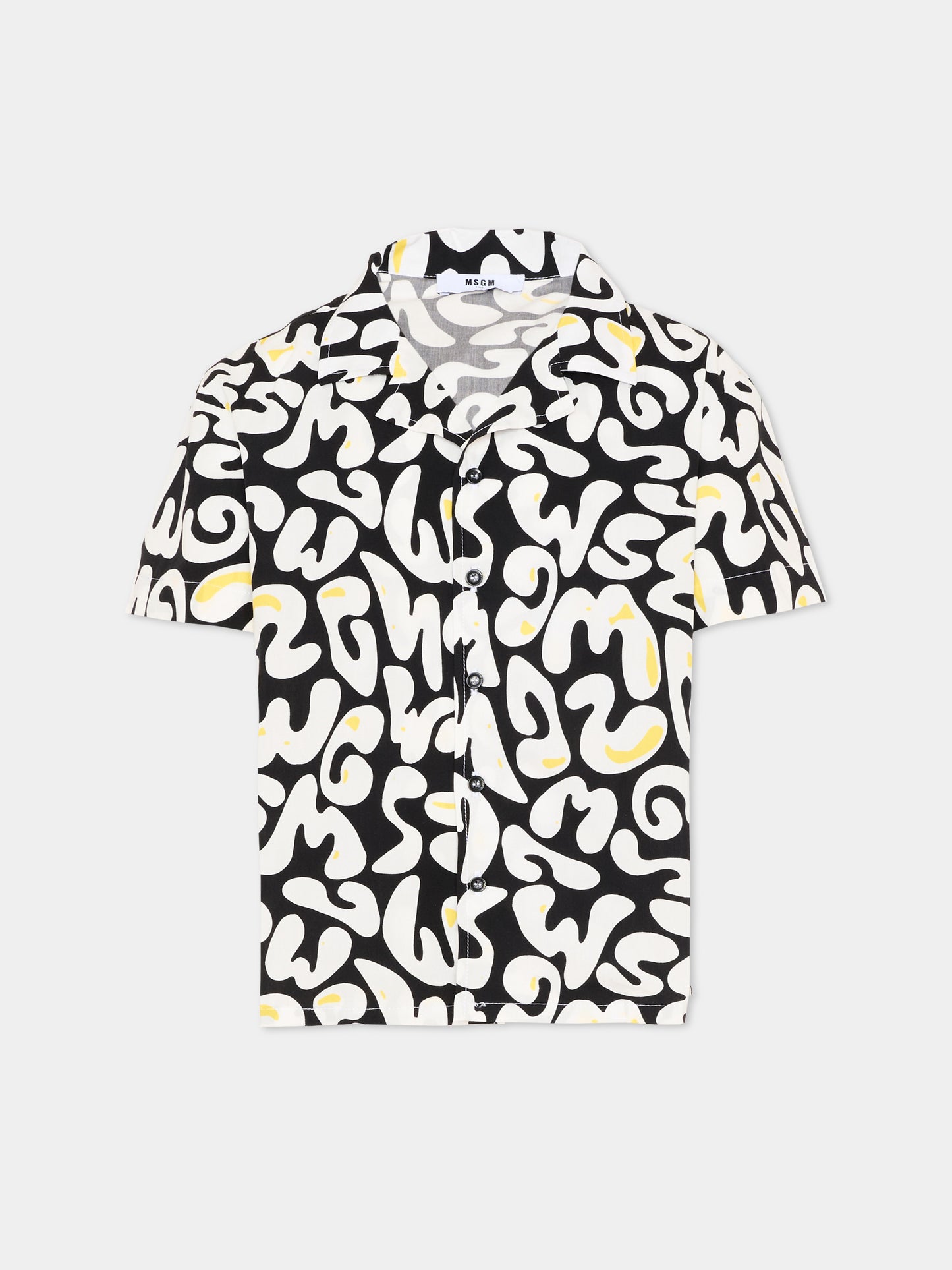 Camicia nera per bambino con stampa logo,Msgm Kids,S6MSJBSI256 110