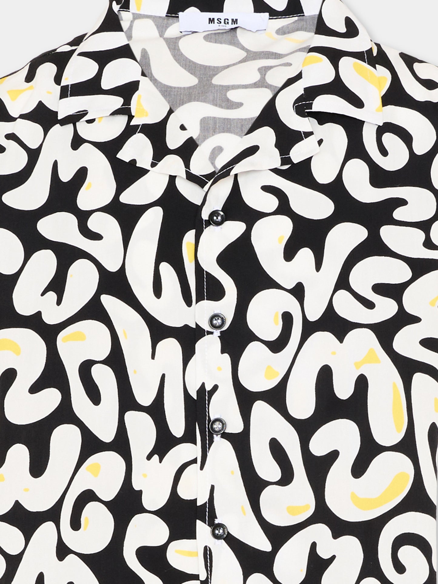 Camicia nera per bambino con stampa logo,Msgm Kids,S6MSJBSI256 110