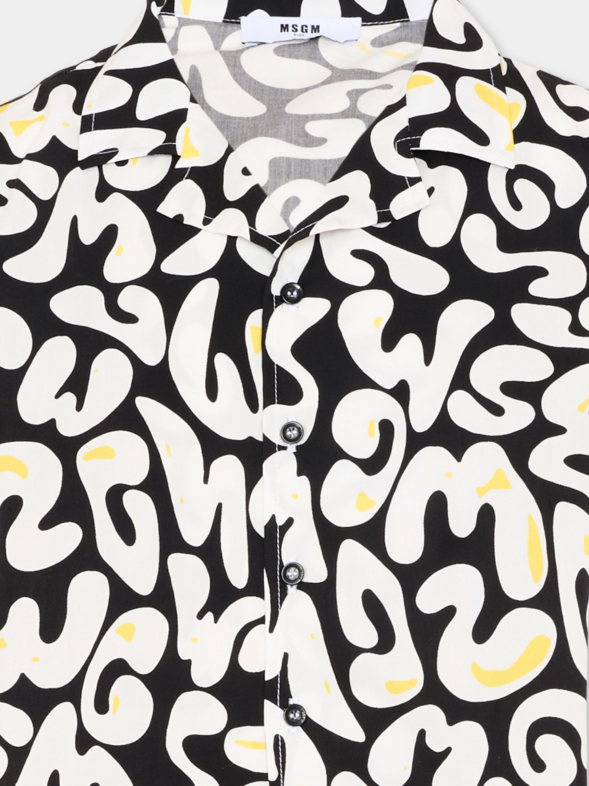 Camicia nera per bambino con stampa logo,Msgm Kids,S6MSJBSI256 110