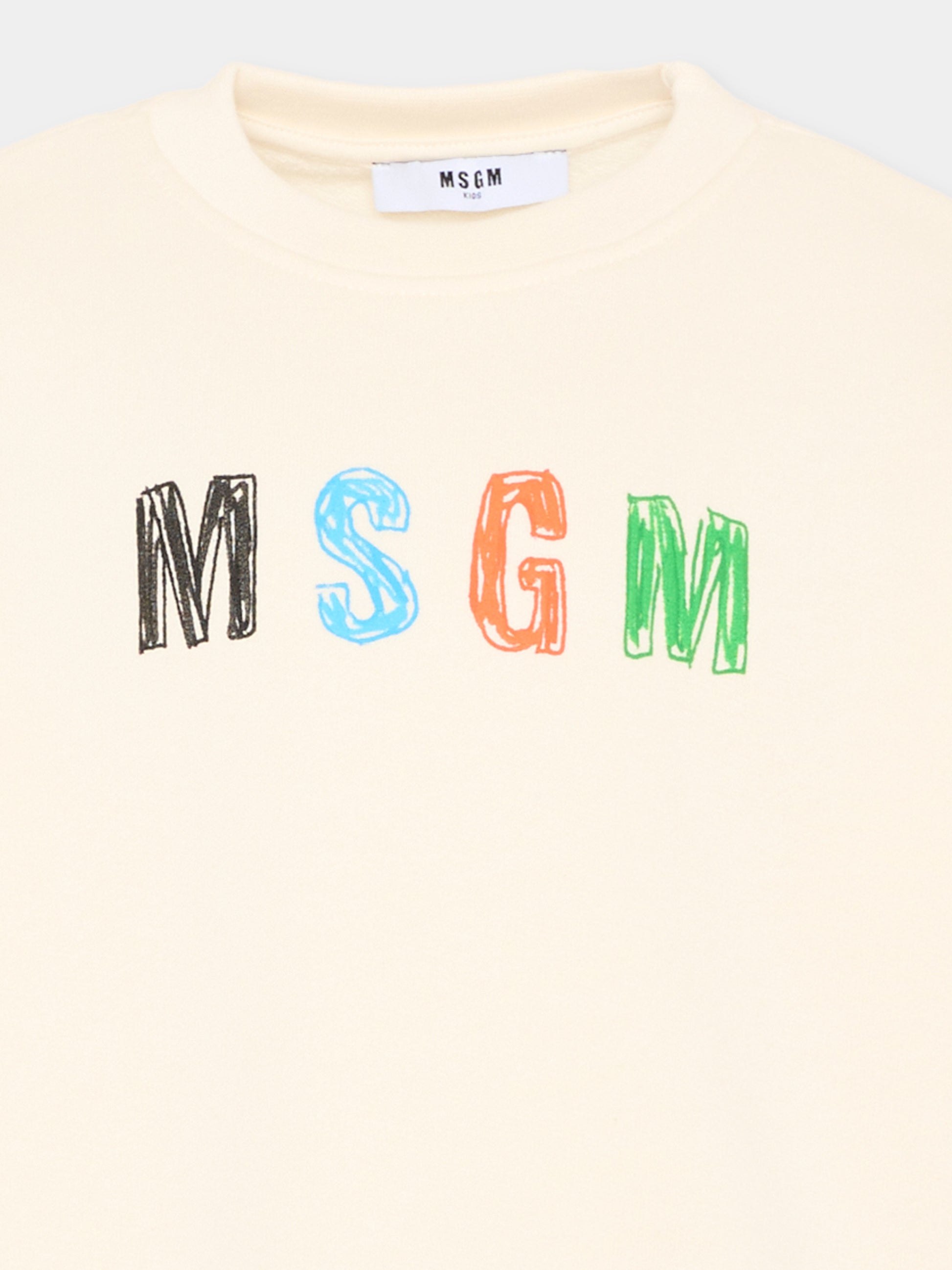 Felpa avorio per bambino con logo,Msgm Kids,S6MSJBSW237 013